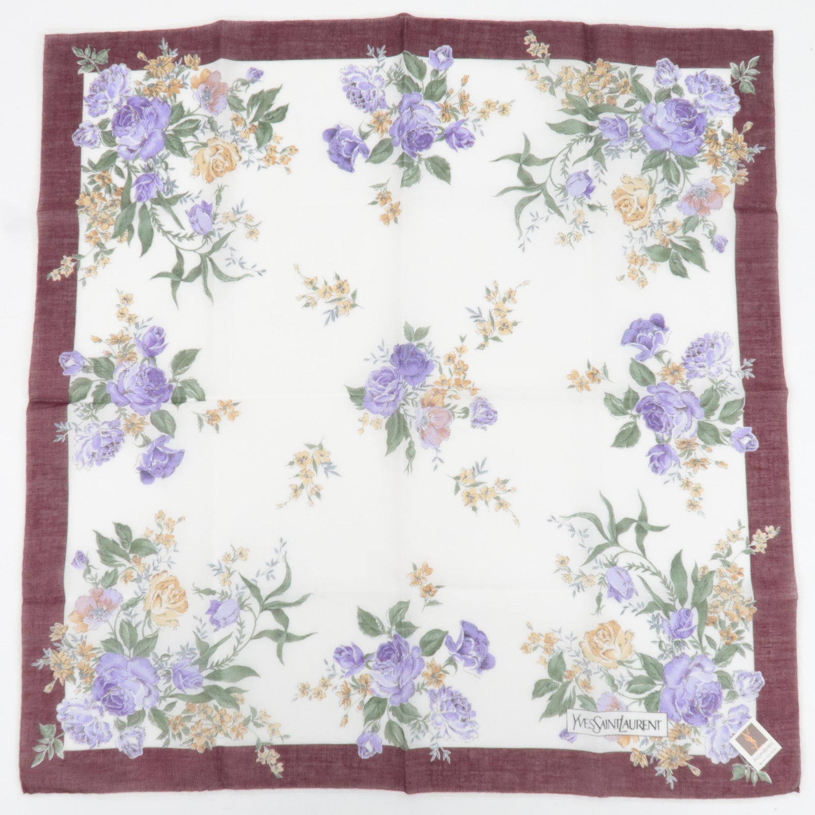 Yves Saint Laurent Set of 5 Handkerchiefs 100% Cotton