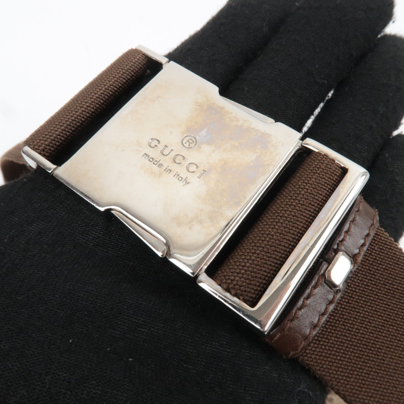 GUCCI GG Canvas Waist Bag Body Bag Beige Brown 92543
