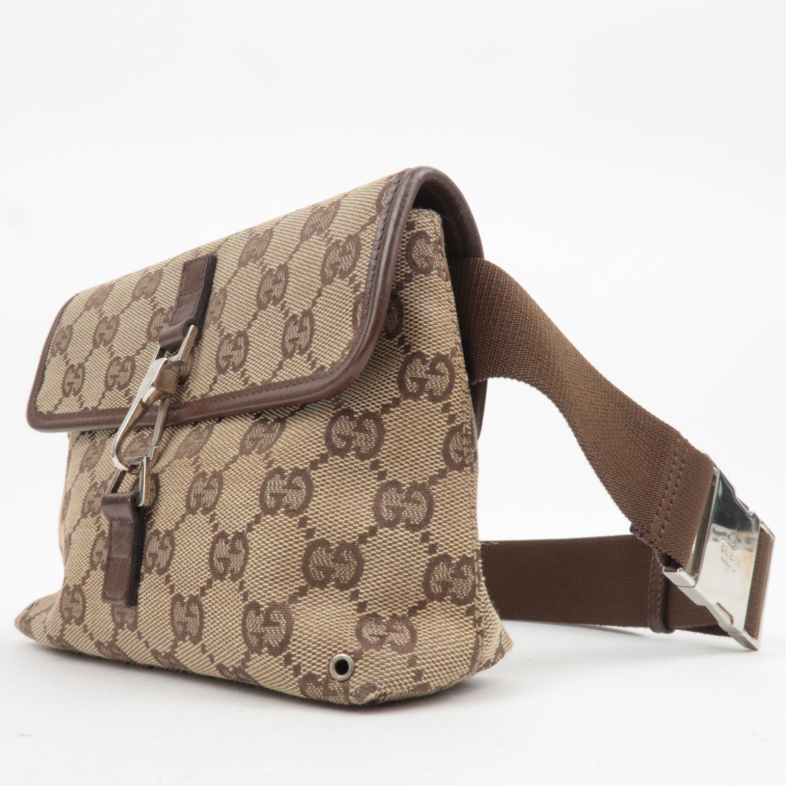 GUCCI GG Canvas Waist Bag Body Bag Beige Brown 92543
