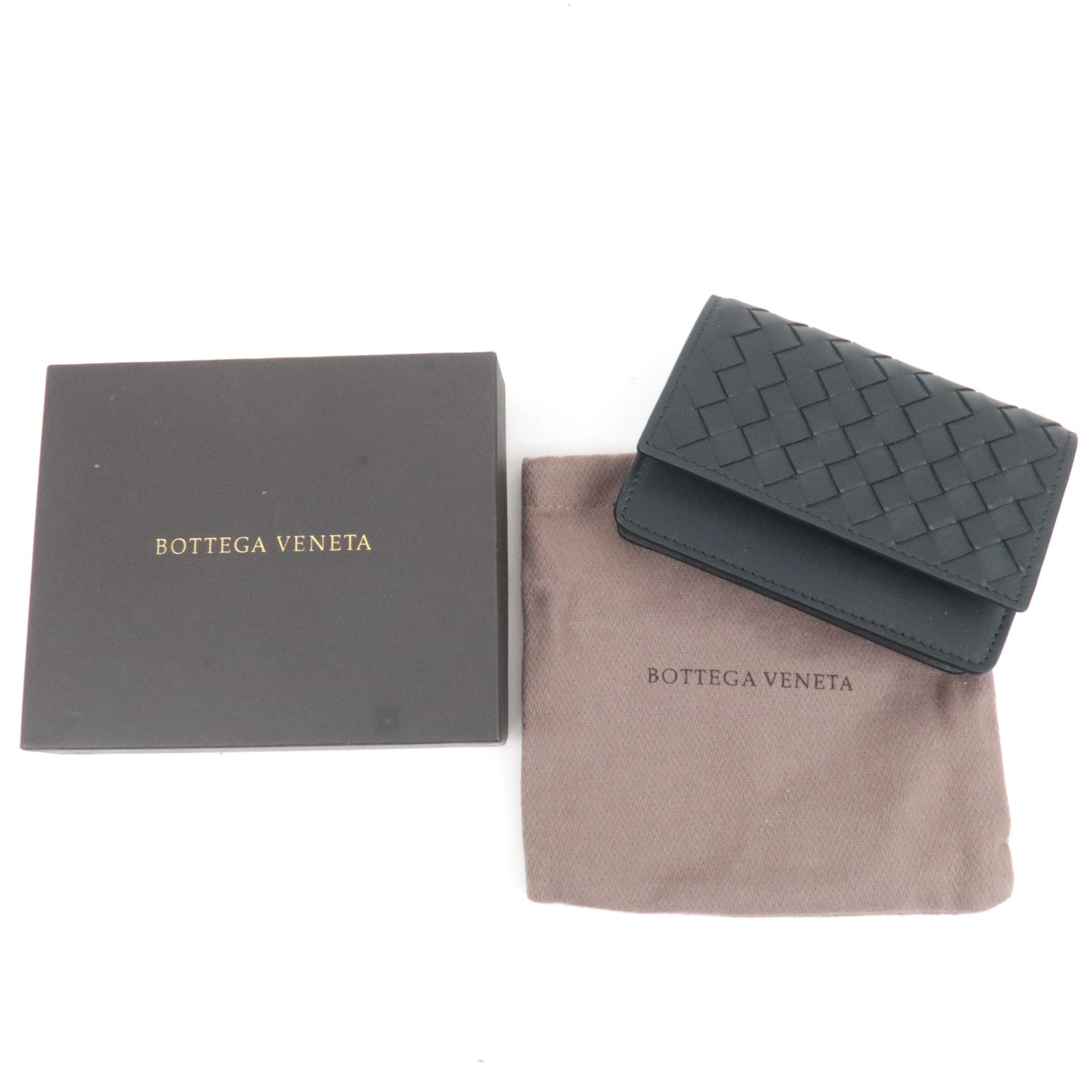 BOTTEGA VENETA Intrecciato Leather Card Case Black
