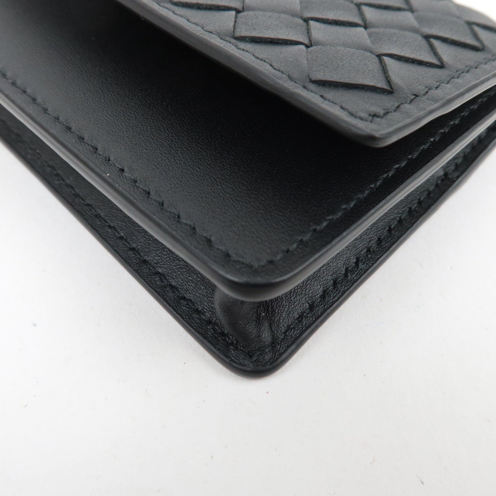 BOTTEGA VENETA Intrecciato Leather Card Case Black