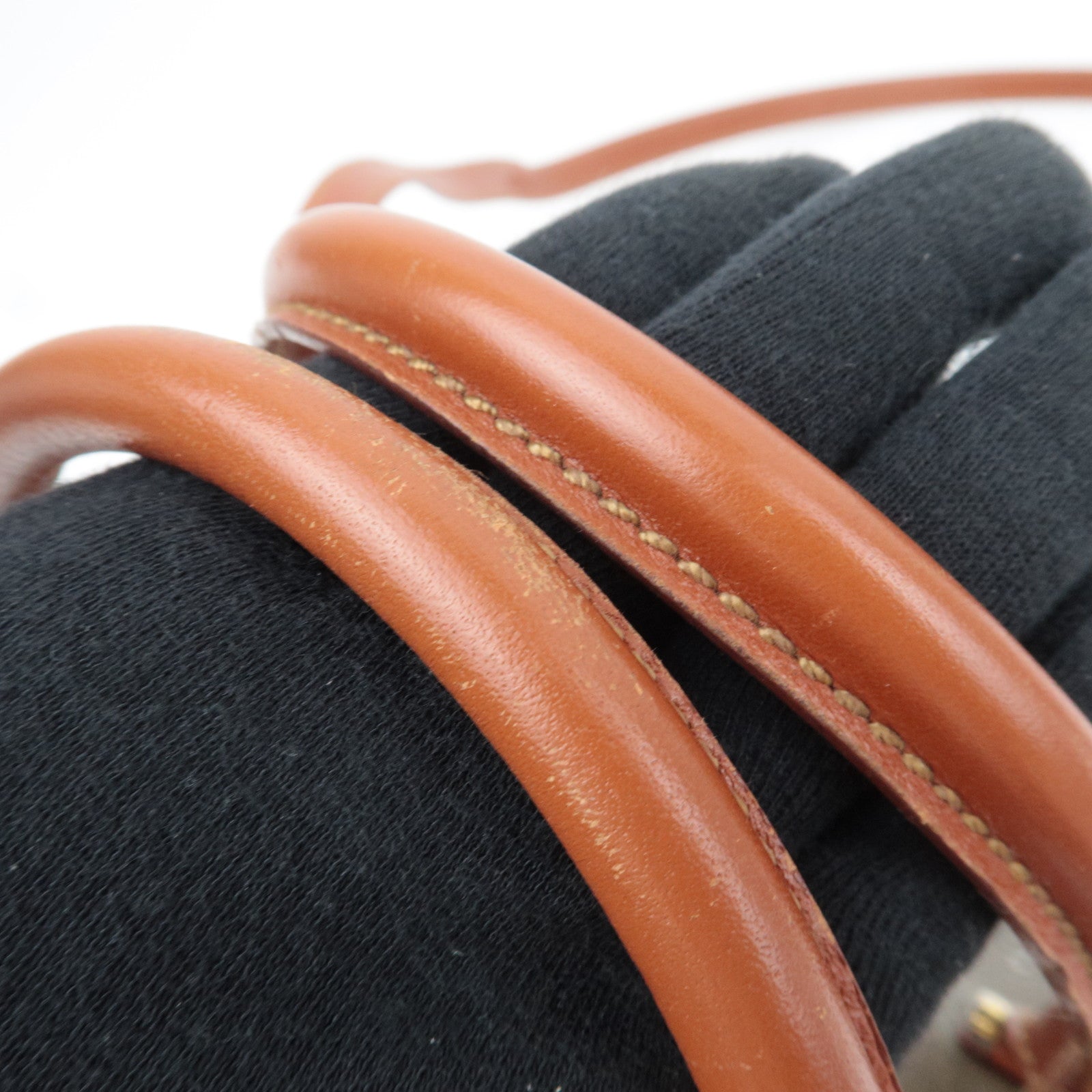 FENDI Pequin 2Way PVC Leather Handbag Khaki Black 44980