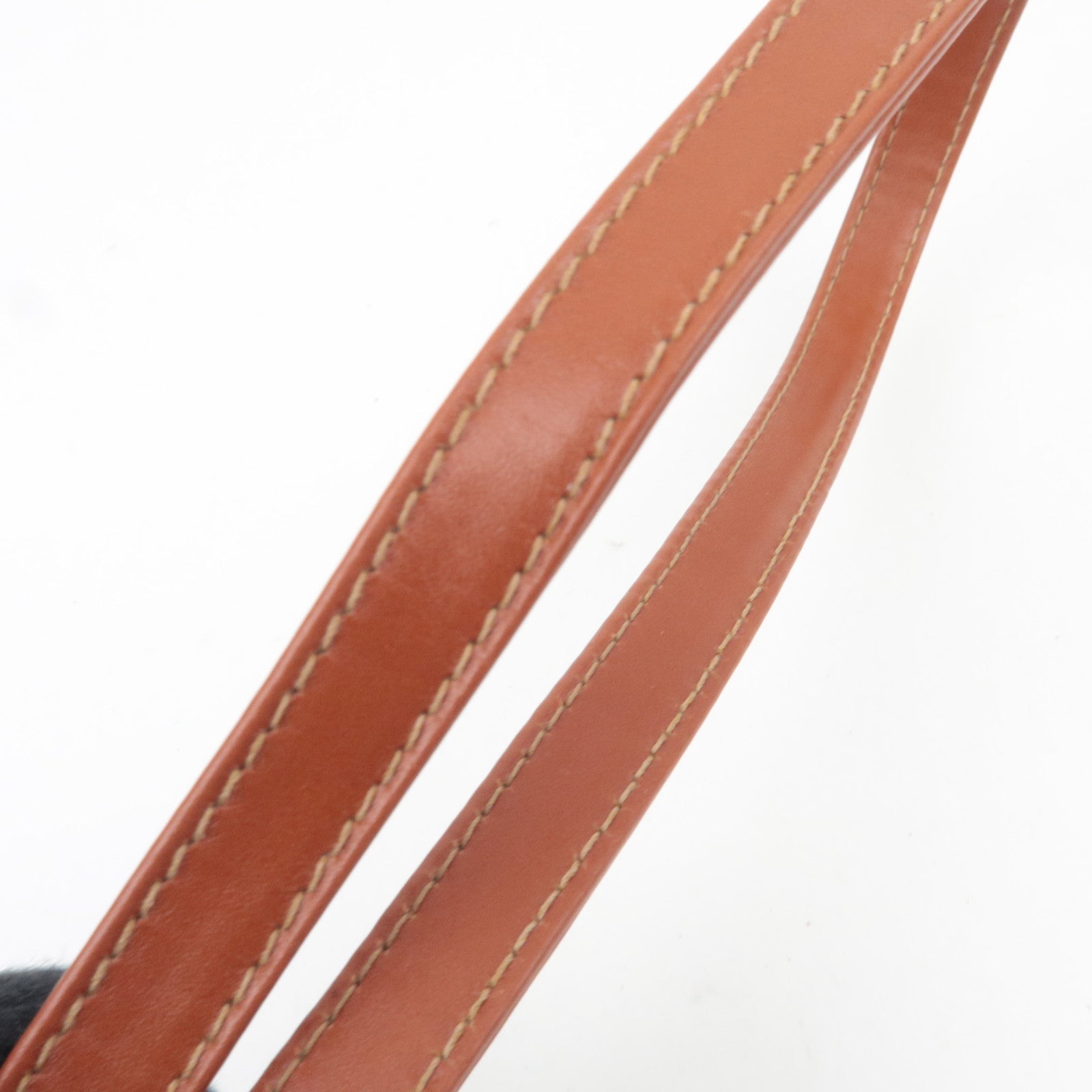 FENDI Pequin 2Way PVC Leather Handbag Khaki Black 44980