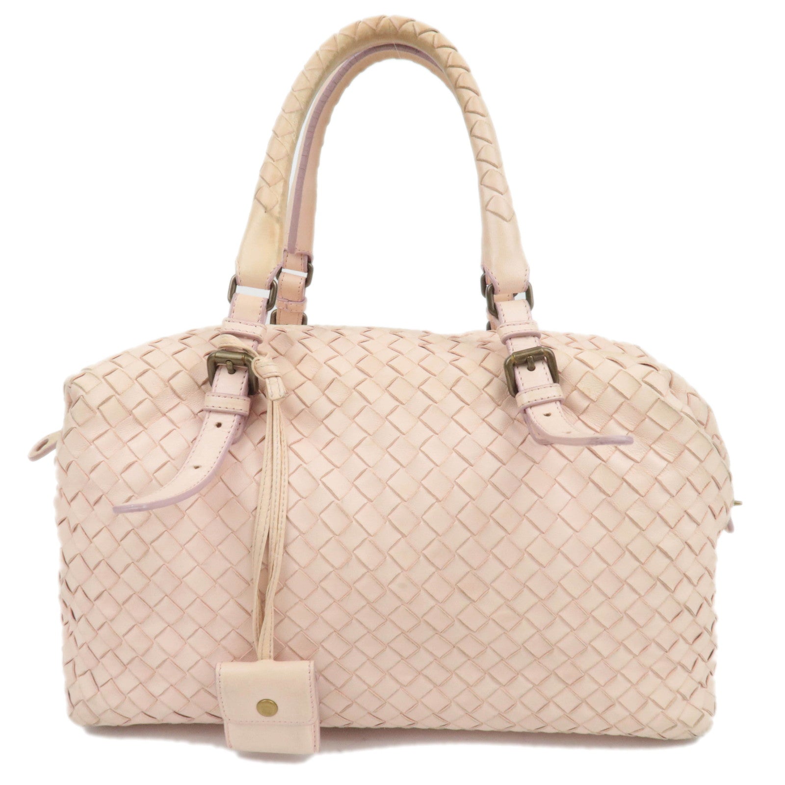 BOTTEGA VENETA Intrecciato Leather Boston Bag Pink 17339888010