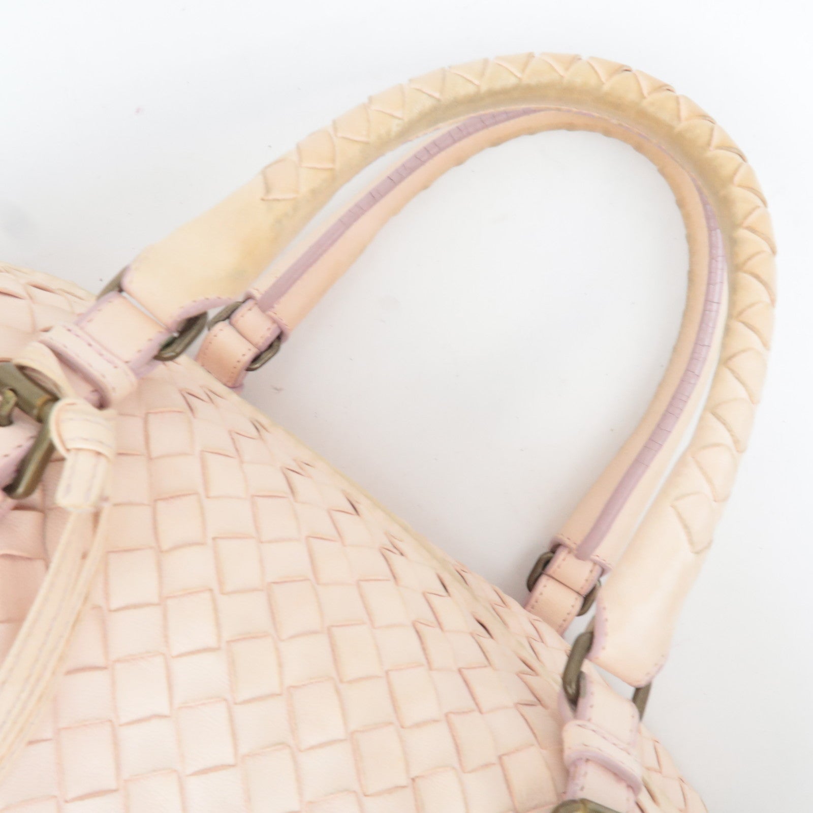 BOTTEGA VENETA Intrecciato Leather Boston Bag Pink 173398