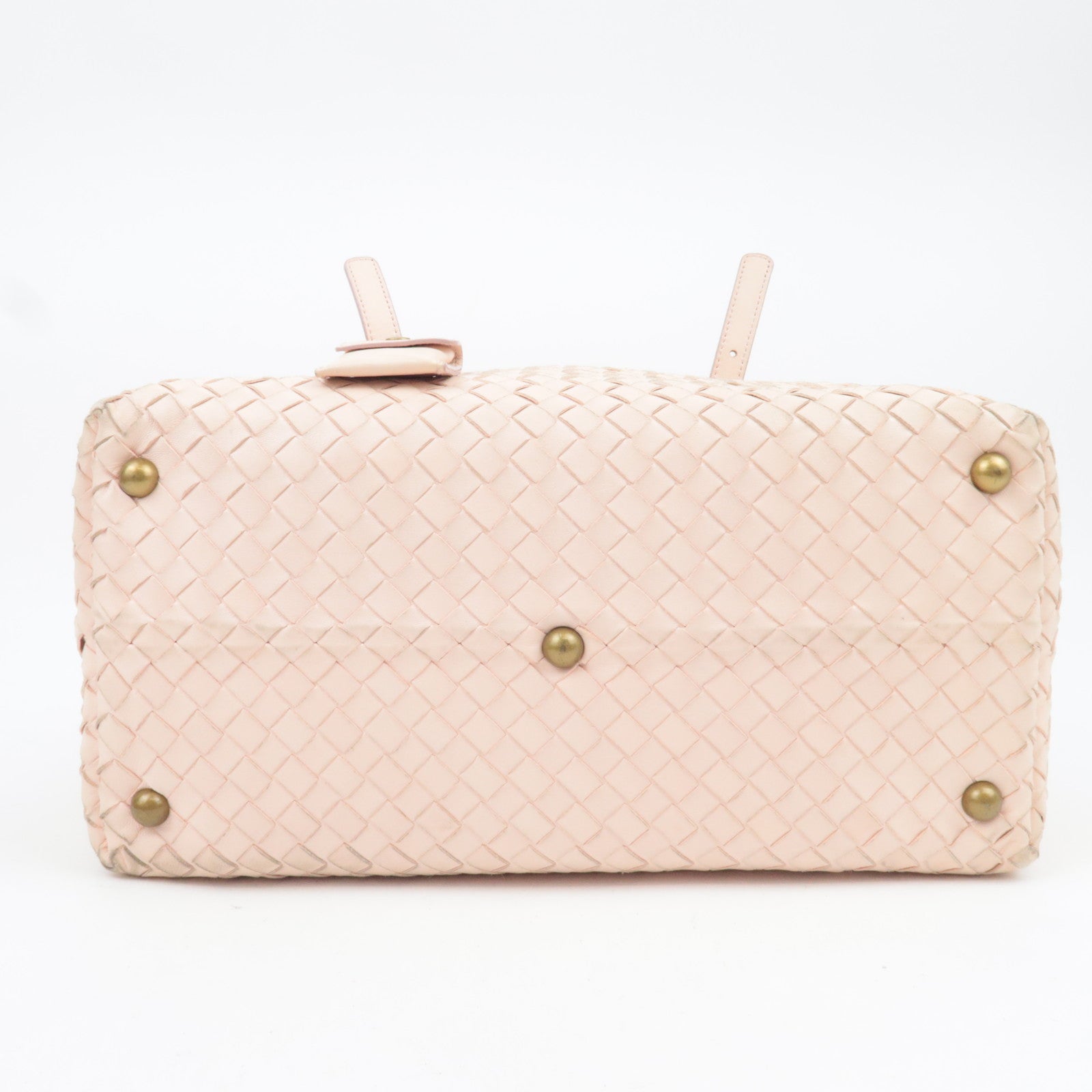 BOTTEGA VENETA Intrecciato Leather Boston Bag Pink 173398