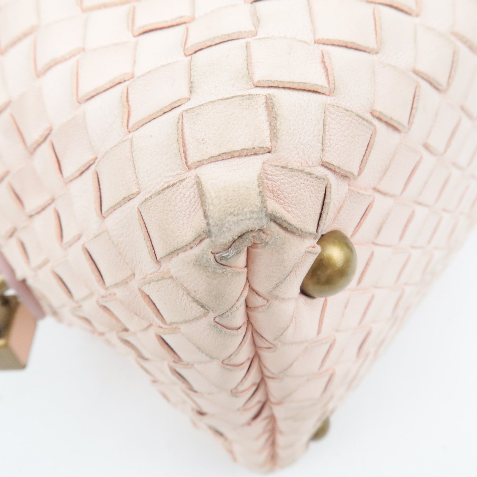 BOTTEGA VENETA Intrecciato Leather Boston Bag Pink 173398