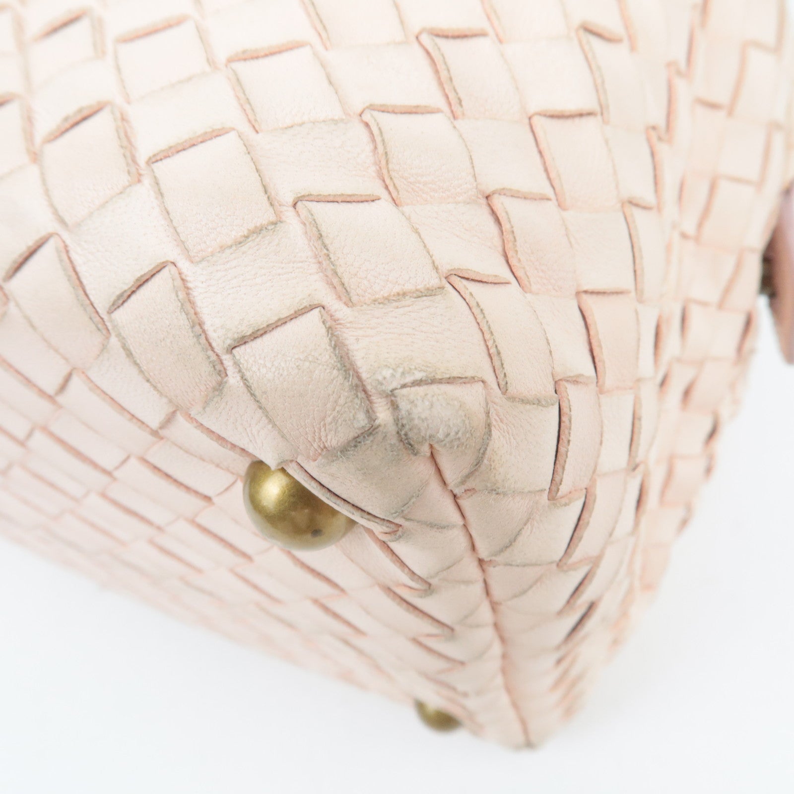 BOTTEGA VENETA Intrecciato Leather Boston Bag Pink 173398