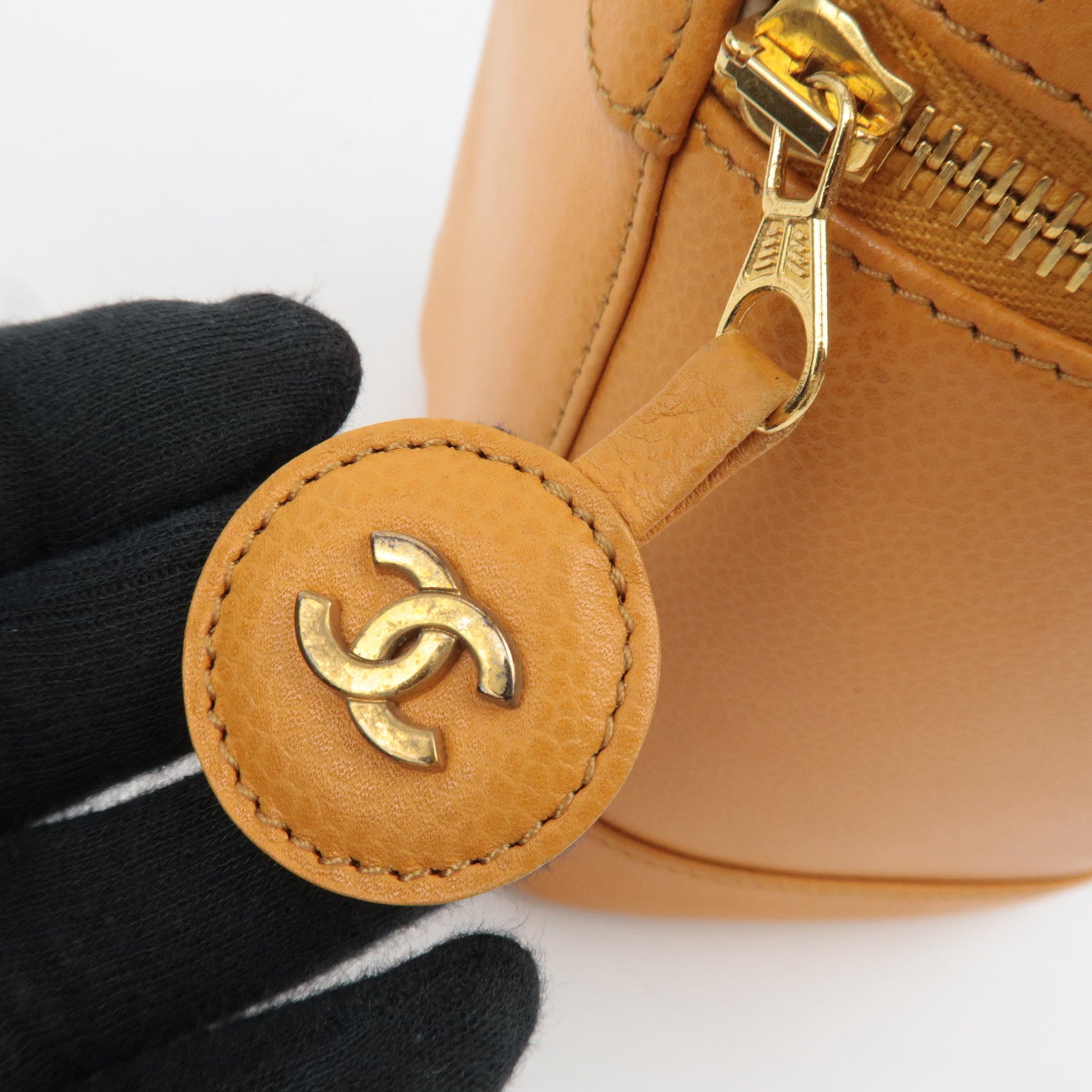 CHANEL Coco Mark Caviarskin Vanity Bag Orange A01998