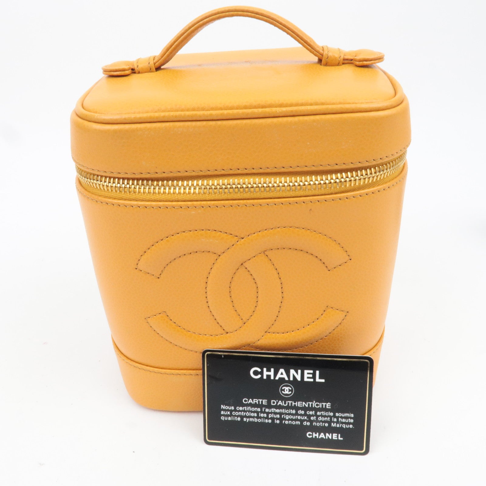 CHANEL Coco Mark Caviarskin Vanity Bag Orange A01998