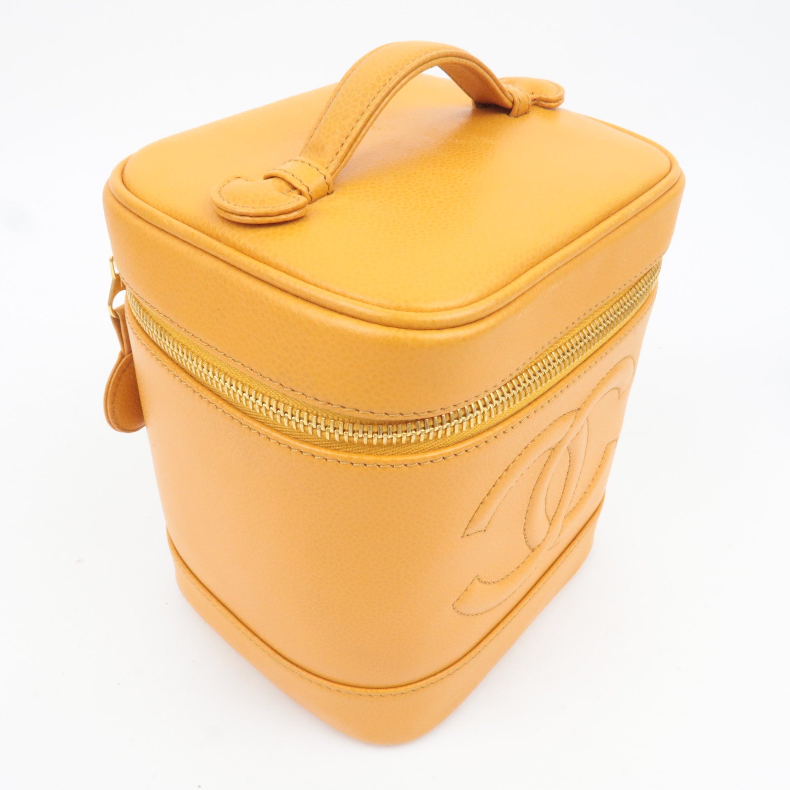 CHANEL Coco Mark Caviarskin Vanity Bag Orange A01998