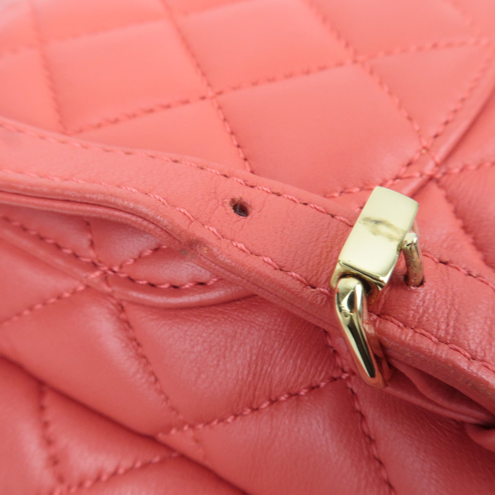 CHANEL Matelasse Lambskin Chain Backpack Red