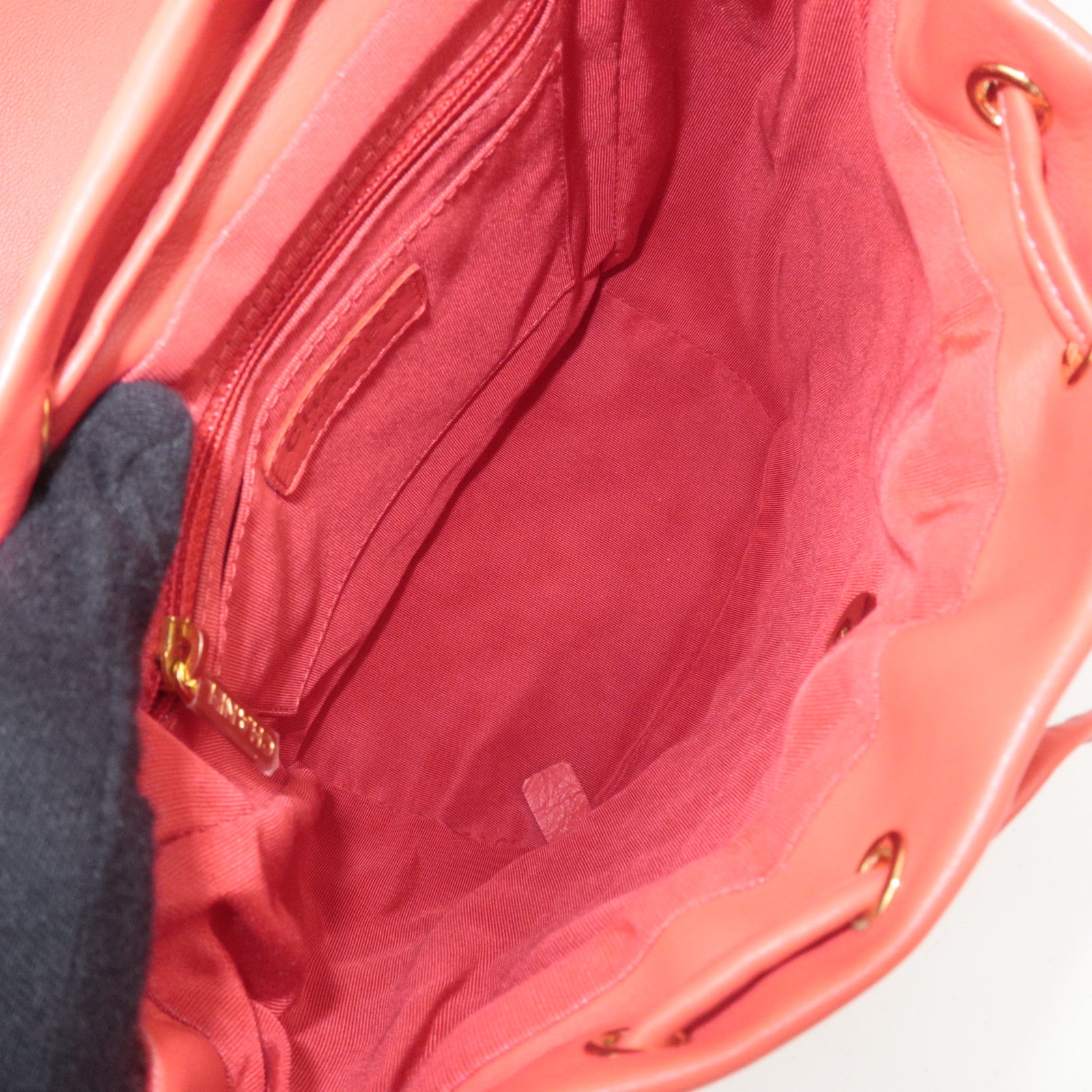 CHANEL Matelasse Lambskin Chain Backpack Red