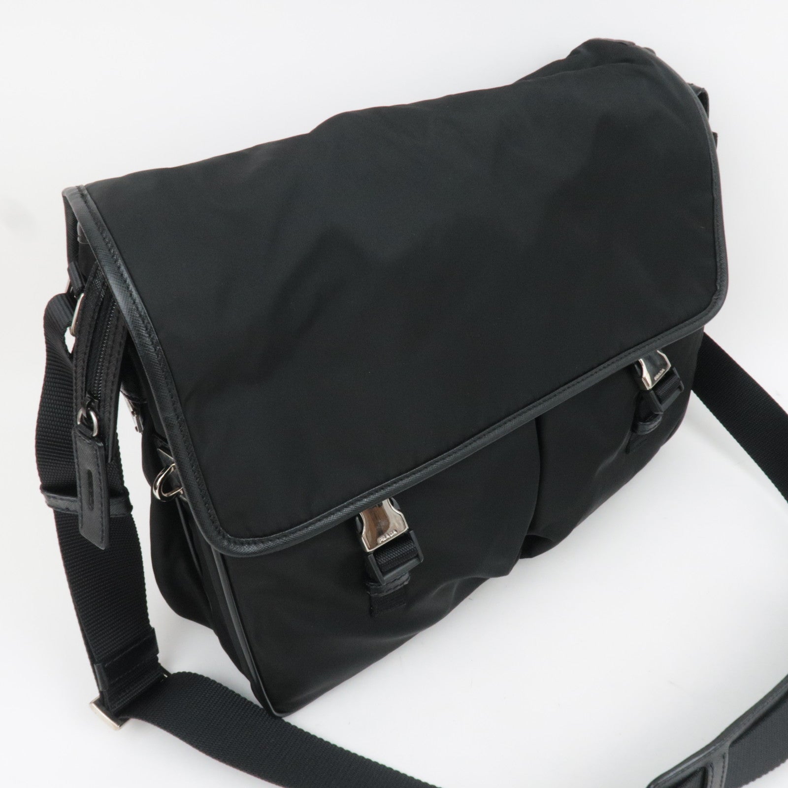 PRADA Large Nylon Shoulder Bag Black VS0255