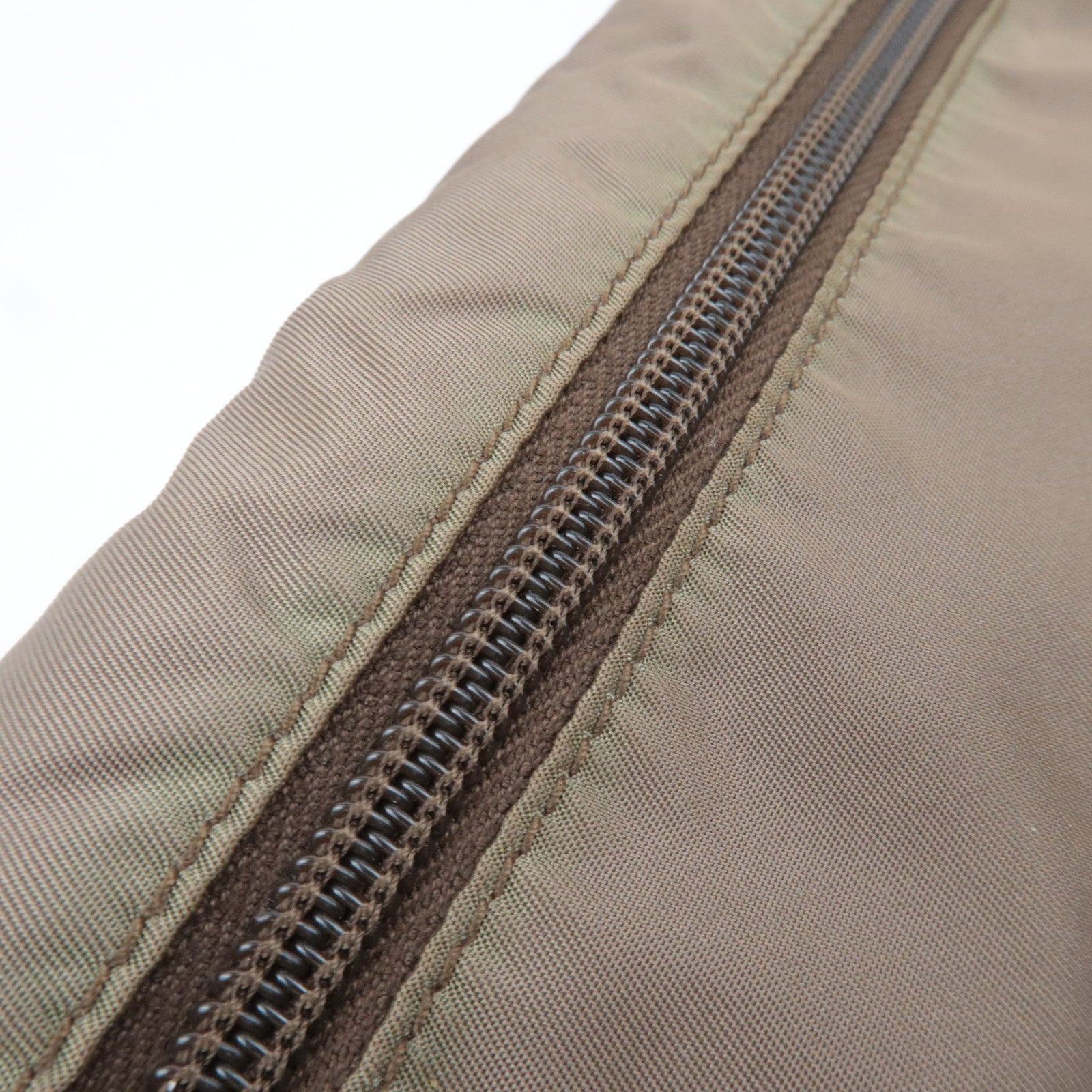 PRADA Nylon Leather Shoulder Bag Khaki