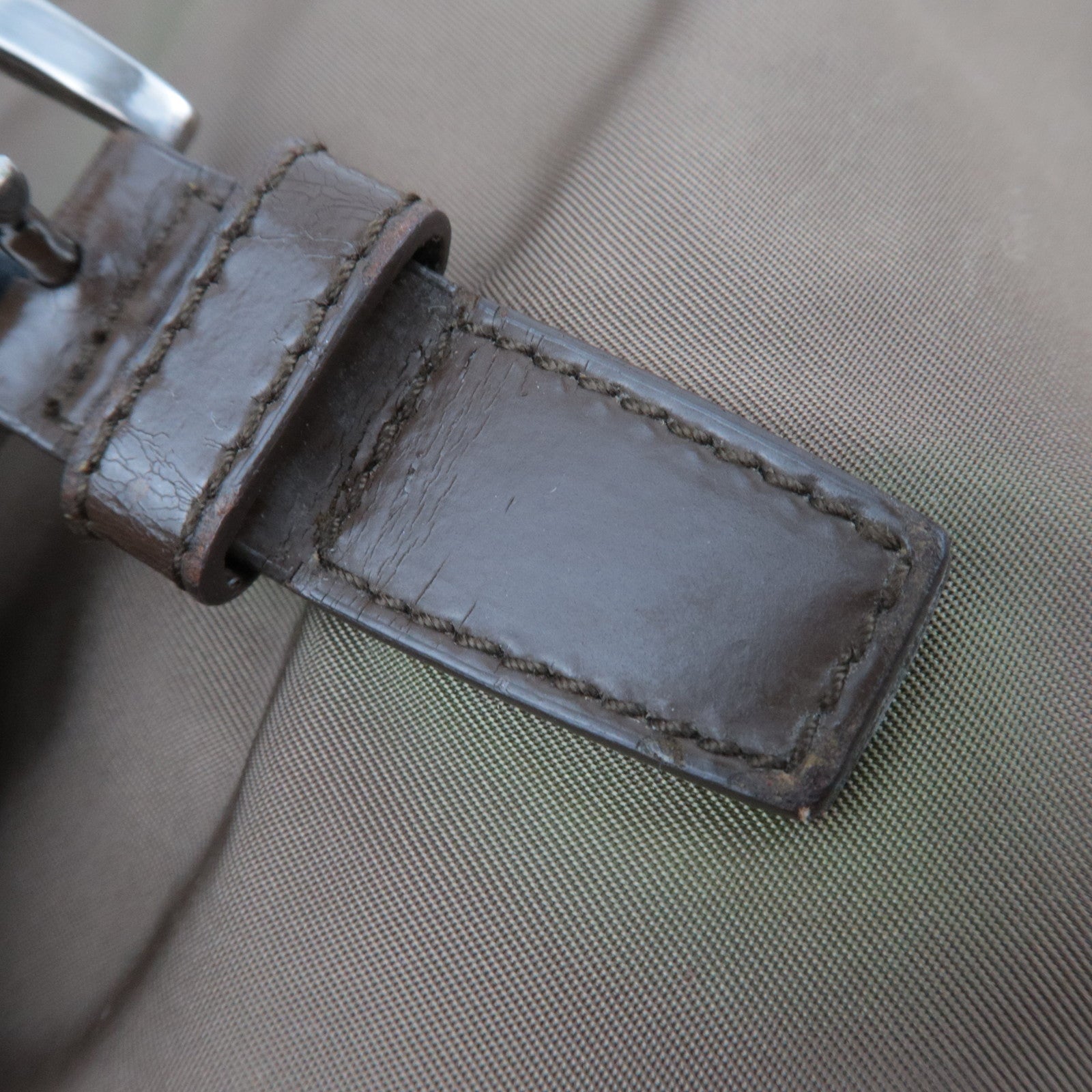 PRADA Nylon Leather Shoulder Bag Khaki