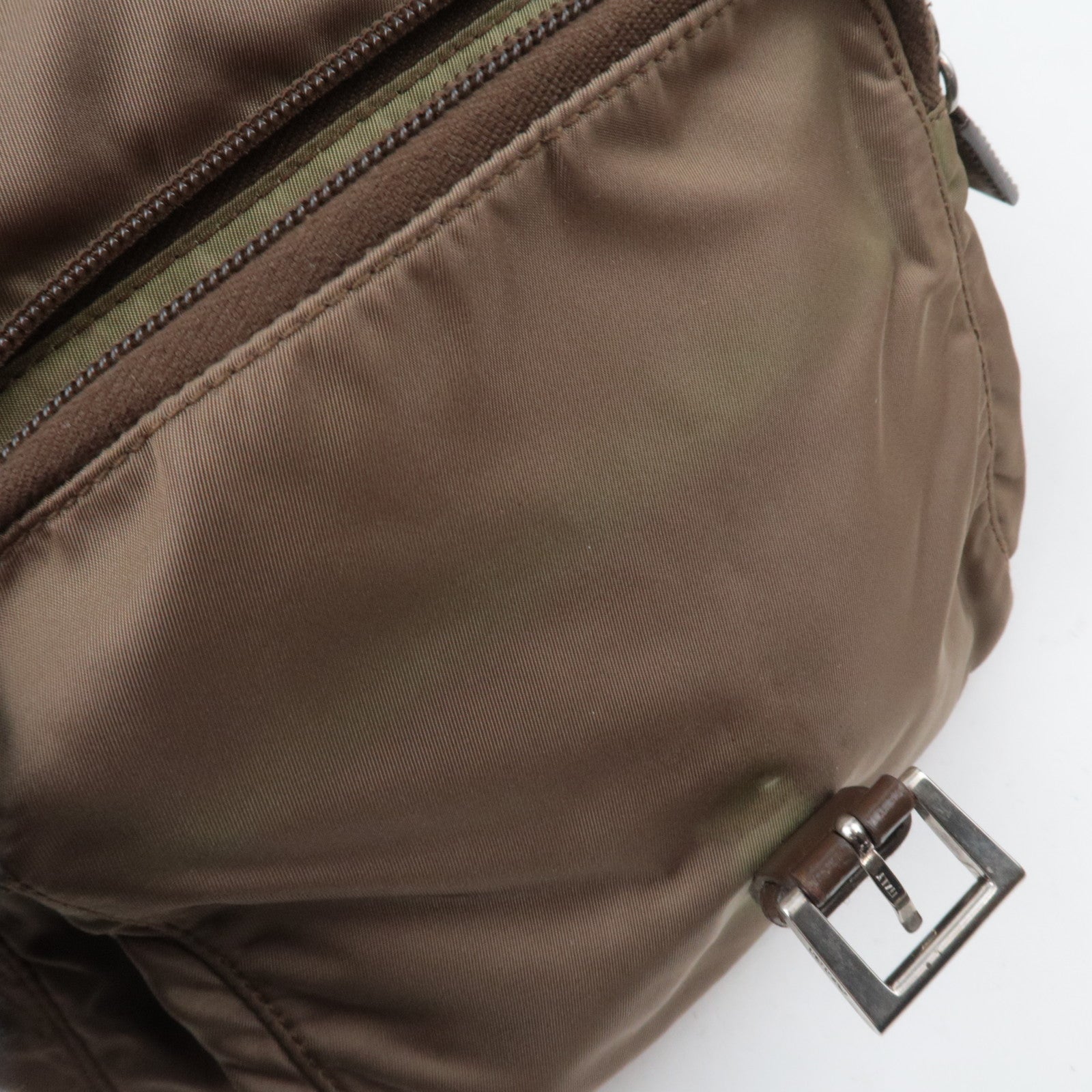 PRADA Nylon Leather Shoulder Bag Khaki