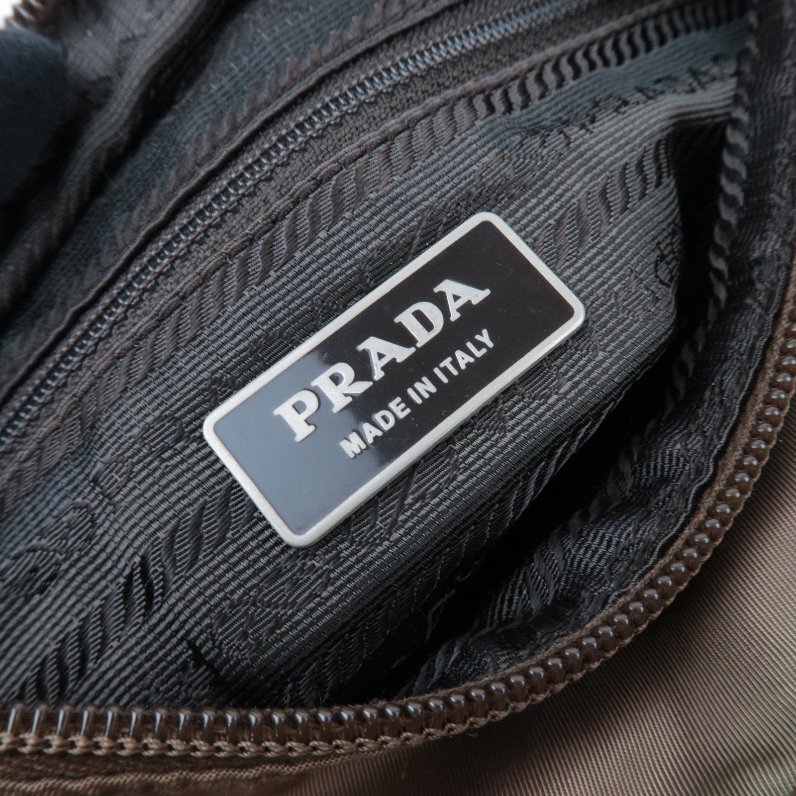 PRADA Nylon Leather Shoulder Bag Khaki