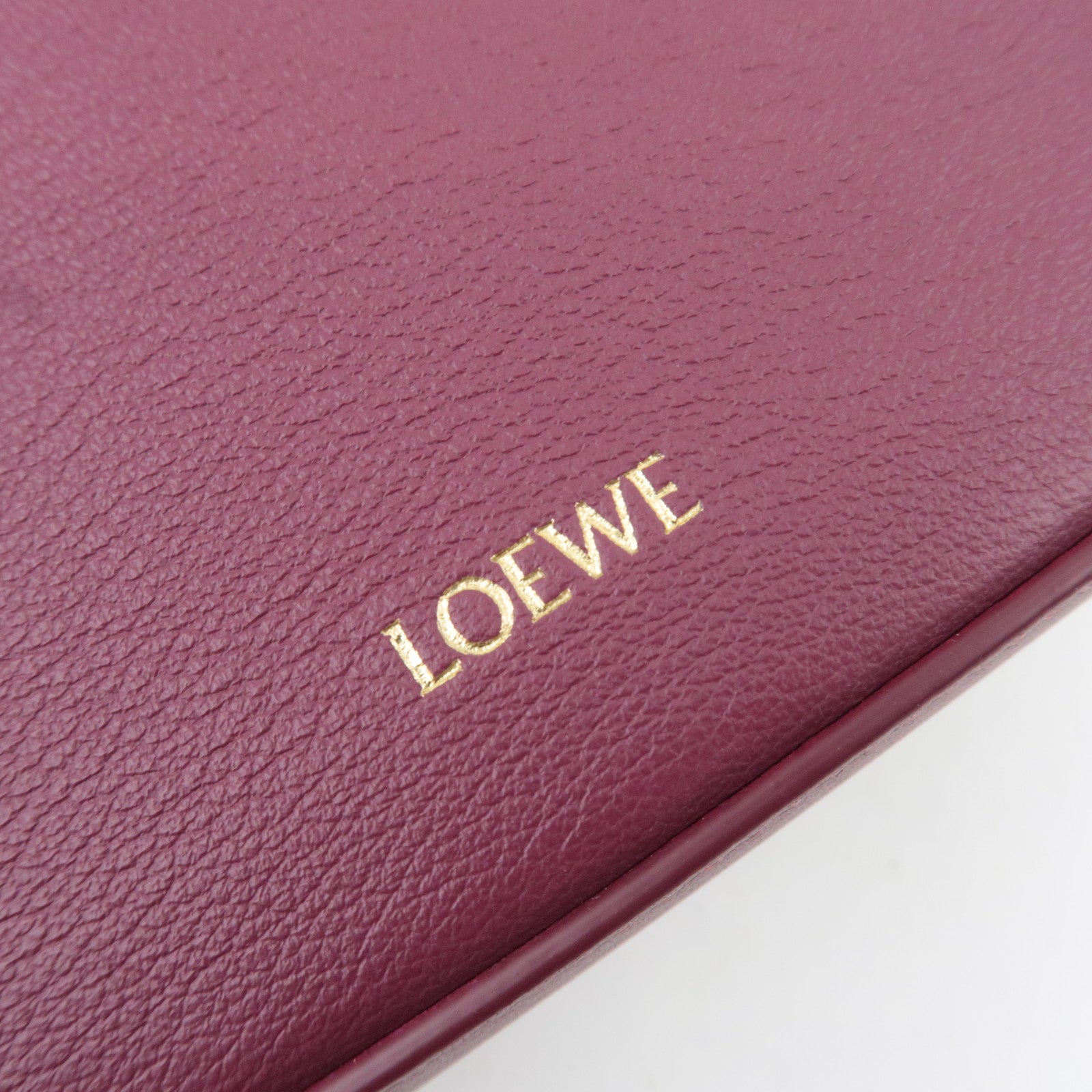 LOEWE Oblong Leather Clutch Bag Bordeaux