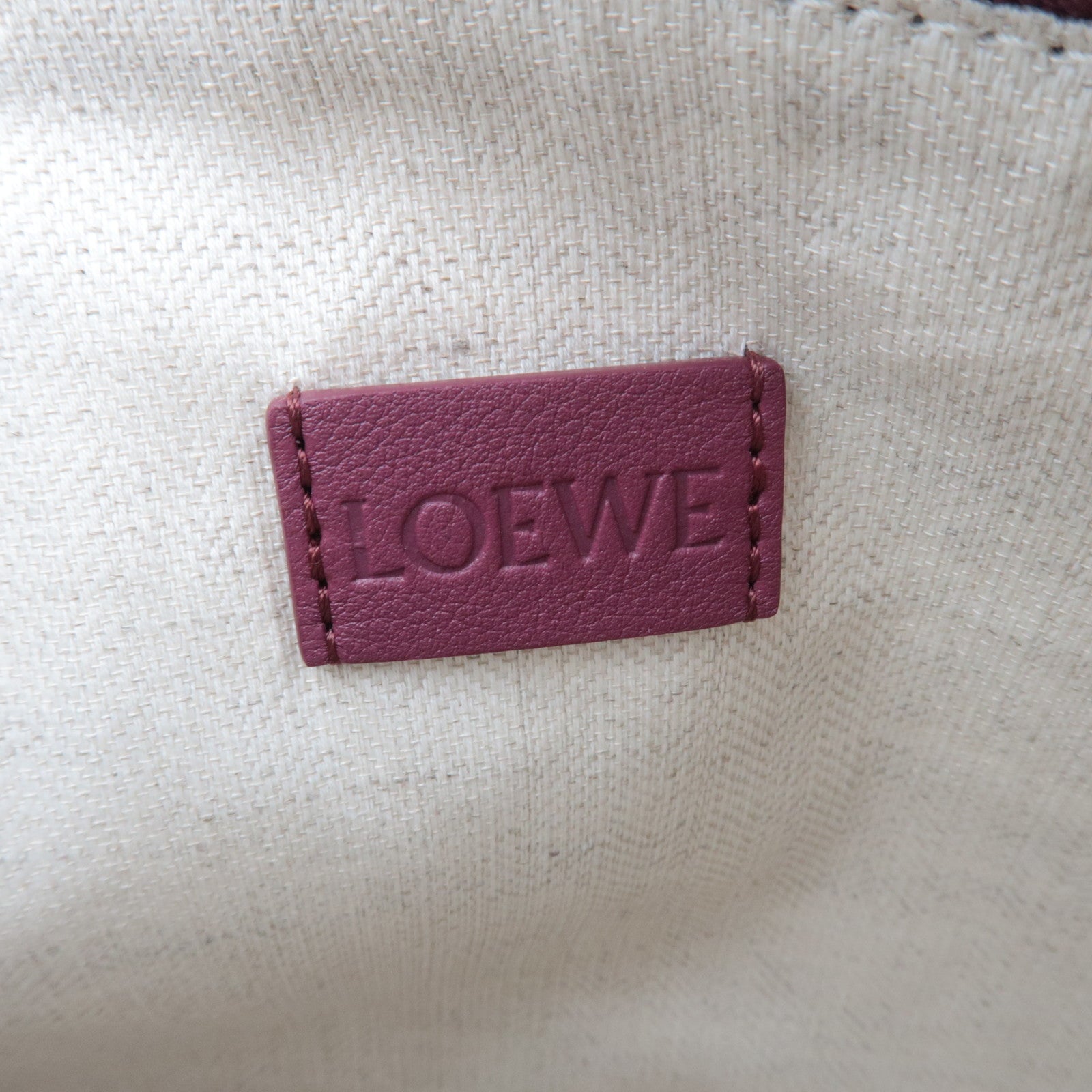 LOEWE Oblong Leather Clutch Bag Bordeaux
