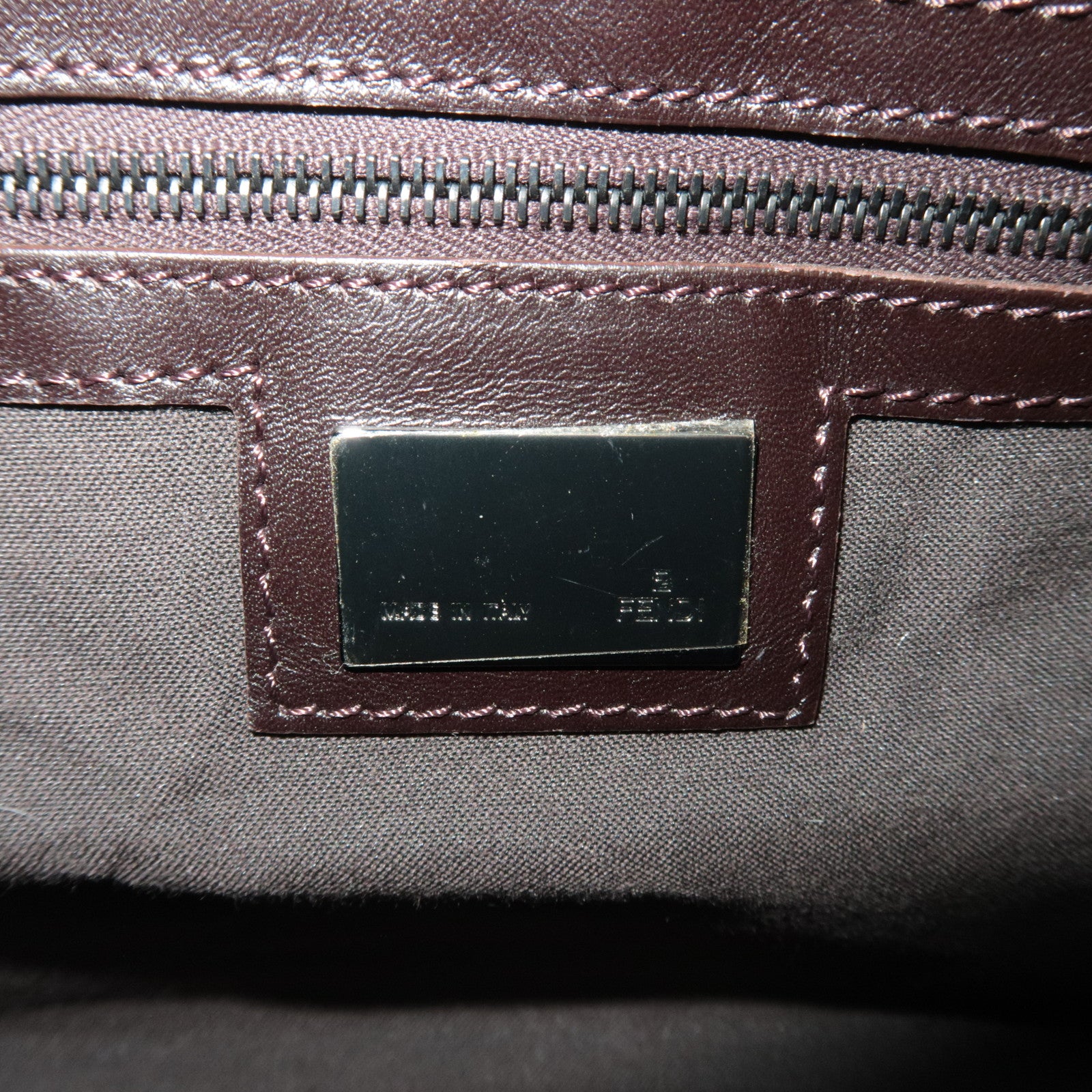 FENDI Zucchino Mamma Baguette Shoulder Bag Beige Brown 8BR001