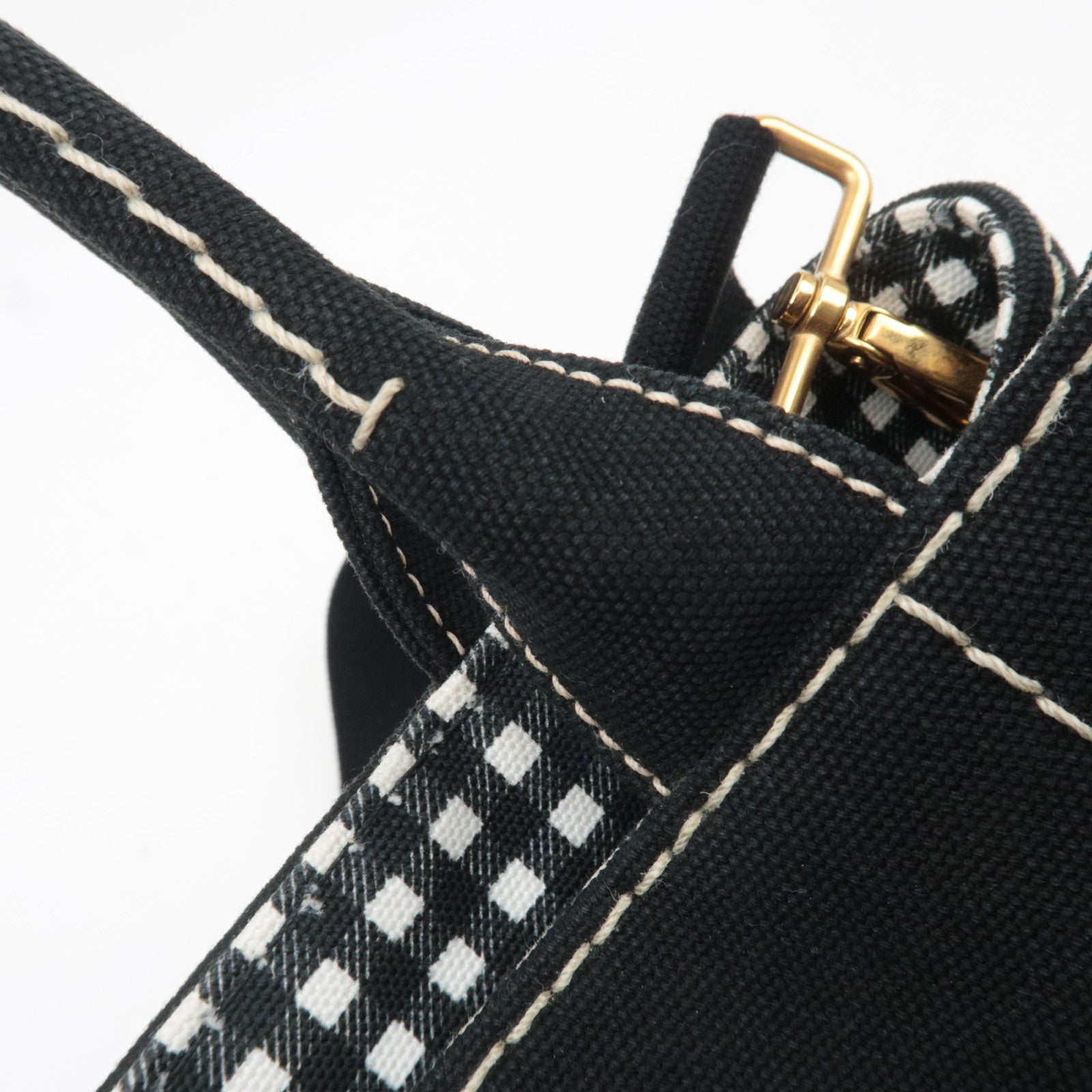 PRADA Canapa Mini 2Way Canvas Tote Bag Black 1BG439