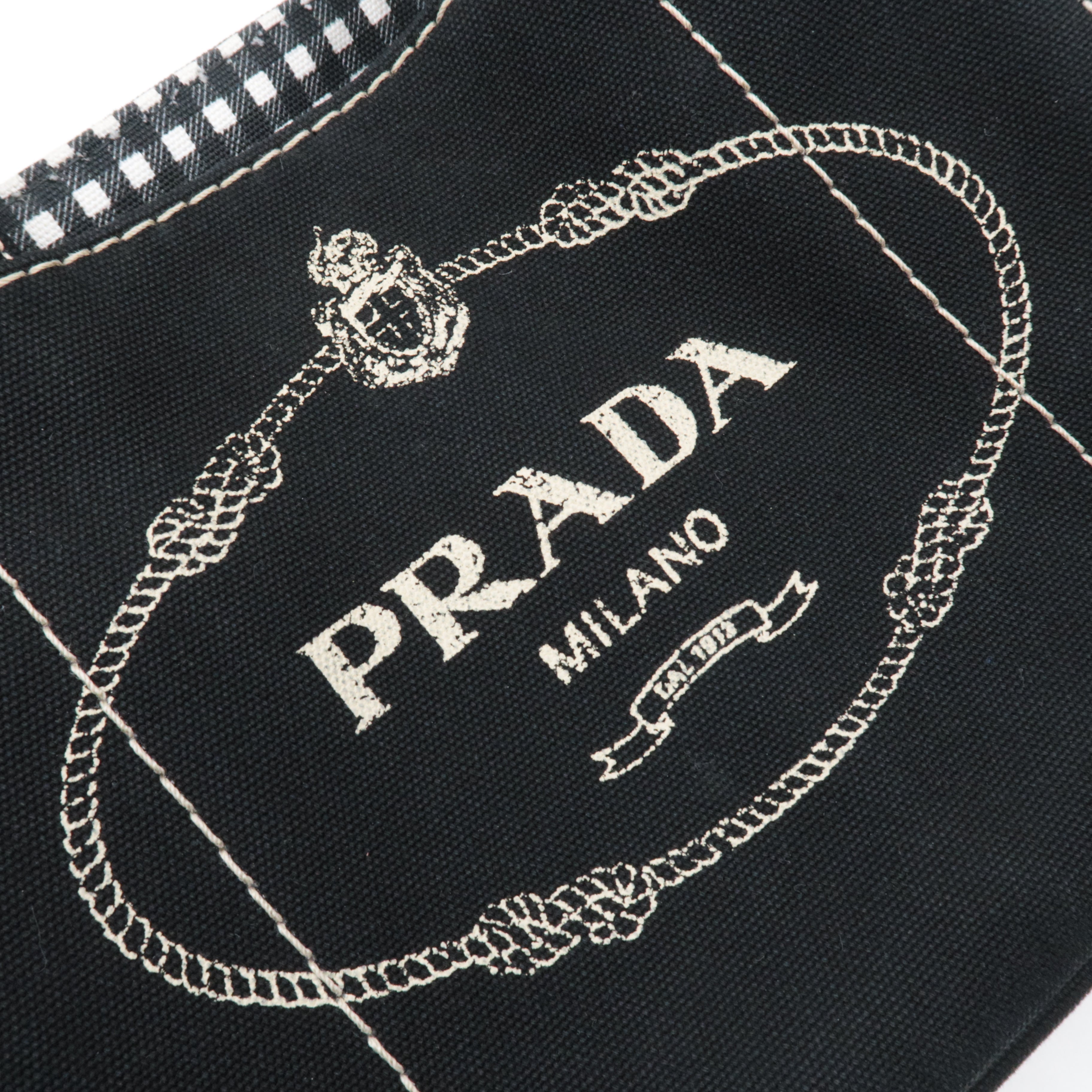PRADA Canapa Mini 2Way Canvas Tote Bag Black 1BG439