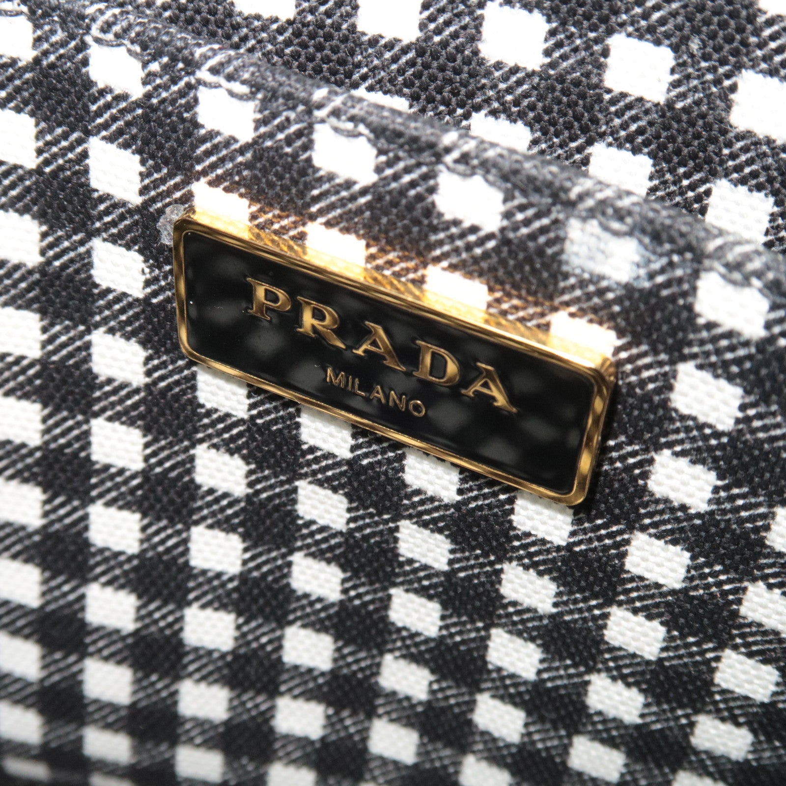 PRADA Canapa Mini 2Way Canvas Tote Bag Black 1BG439