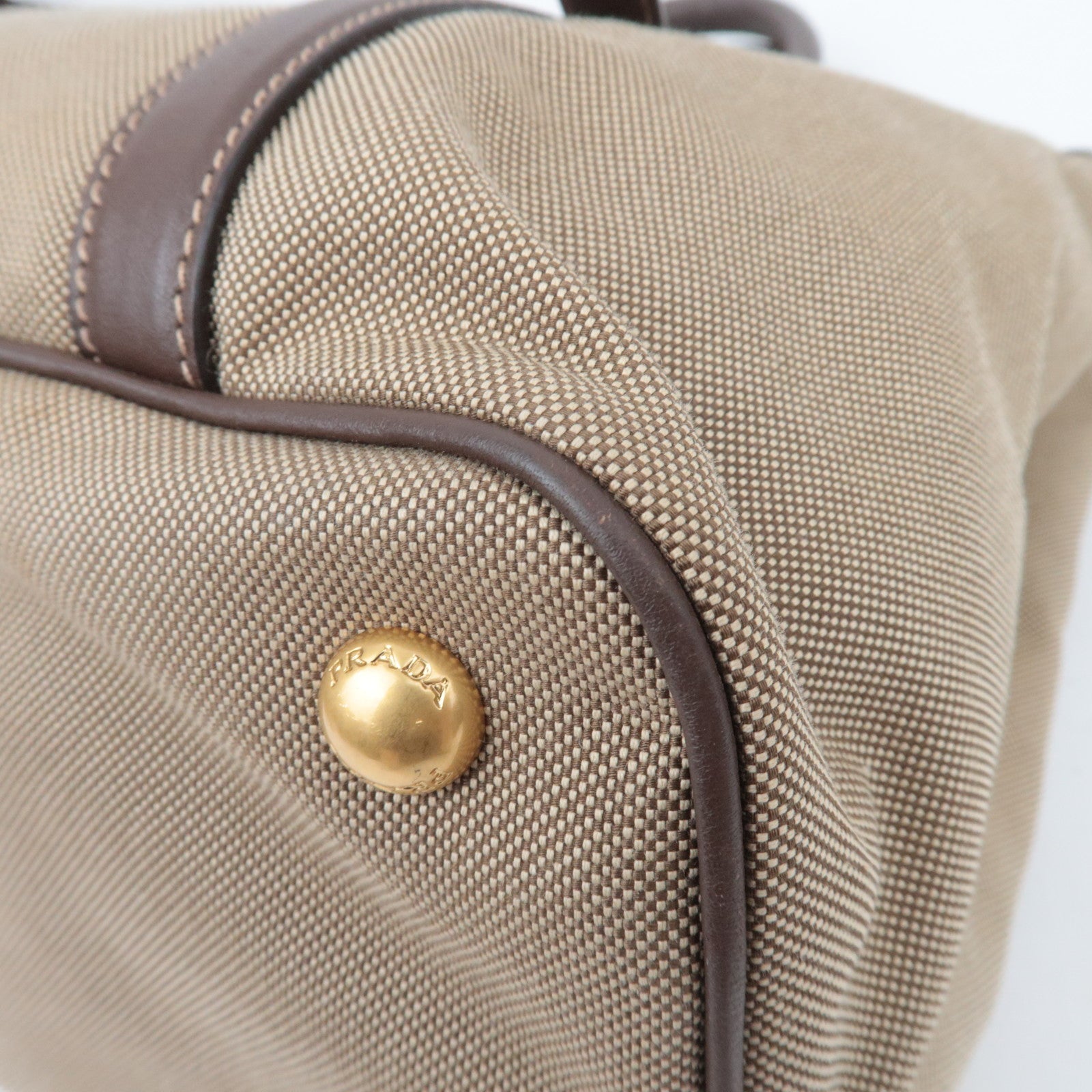 PRADA 2Way Logo Jacquard Tote Bag Khaki Brown