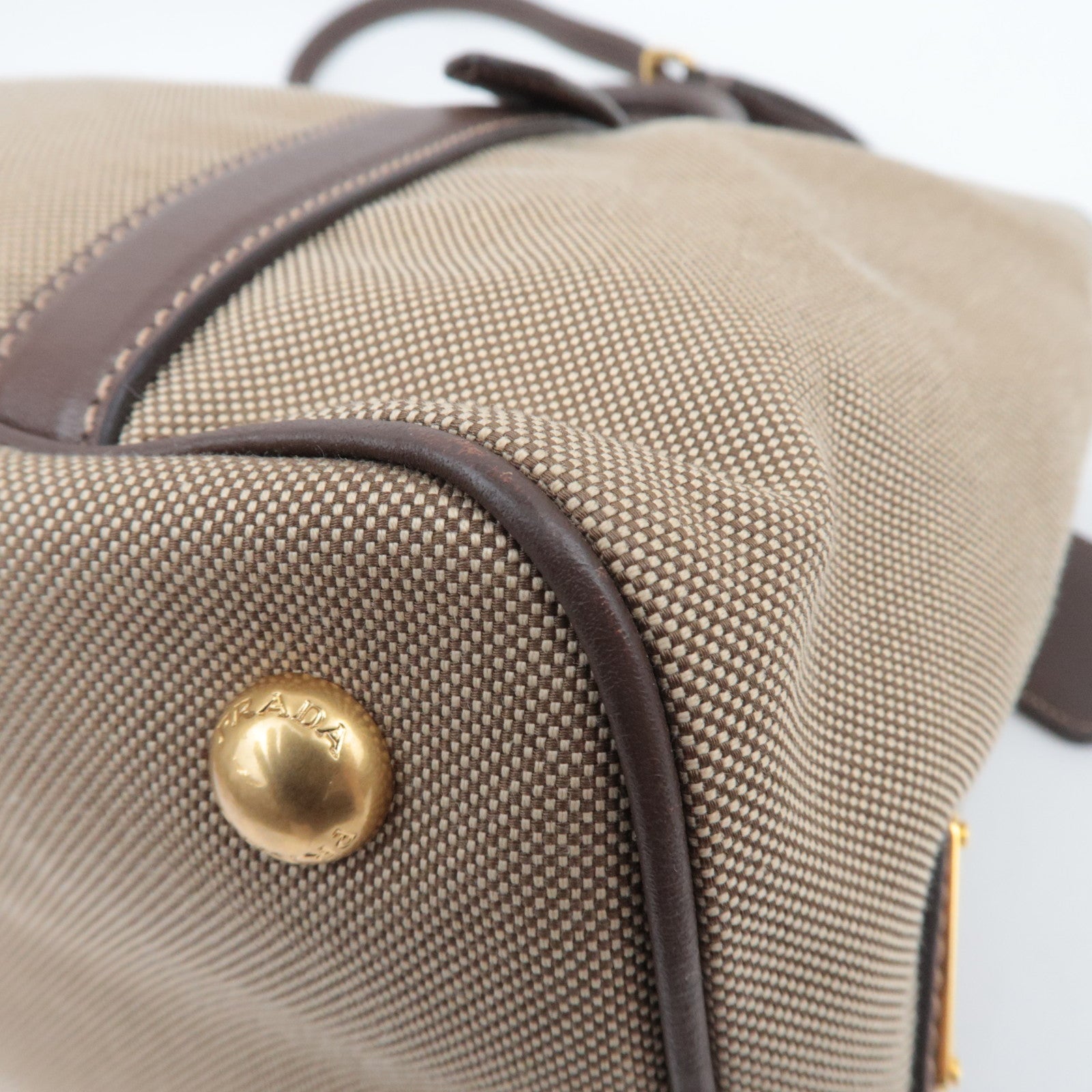 PRADA 2Way Logo Jacquard Tote Bag Khaki Brown