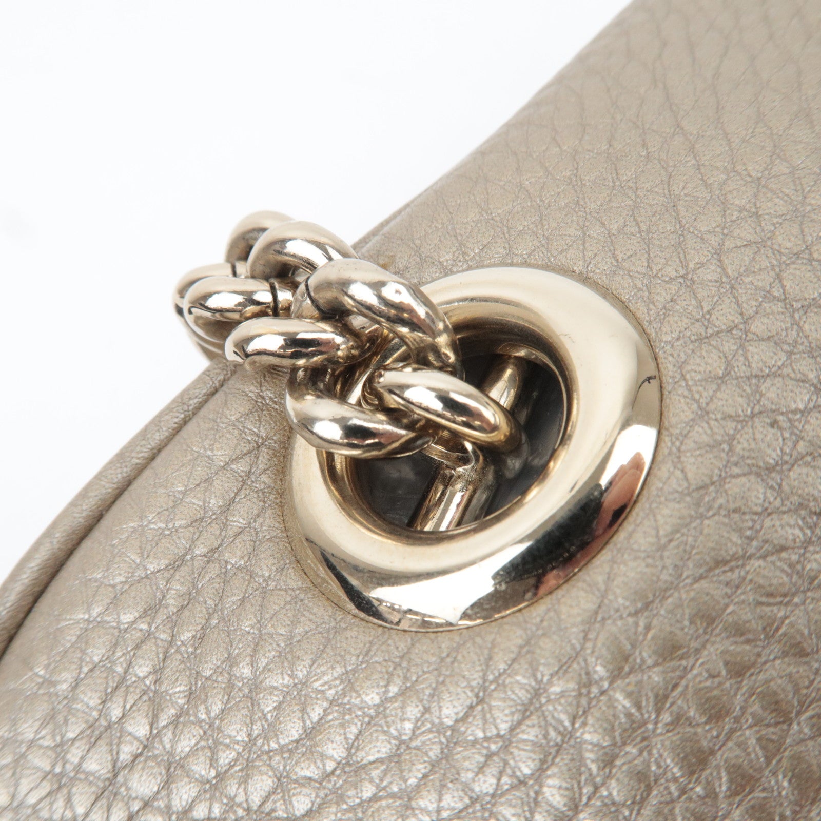 GUCCI Soho Interlocking G Leather Chain Shoulder Bag Gold 308983