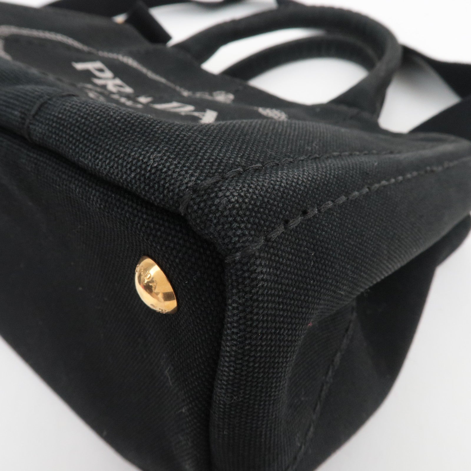 PRADA Canapa Mini 2Way Canvas Tote Bag Black 1BG439