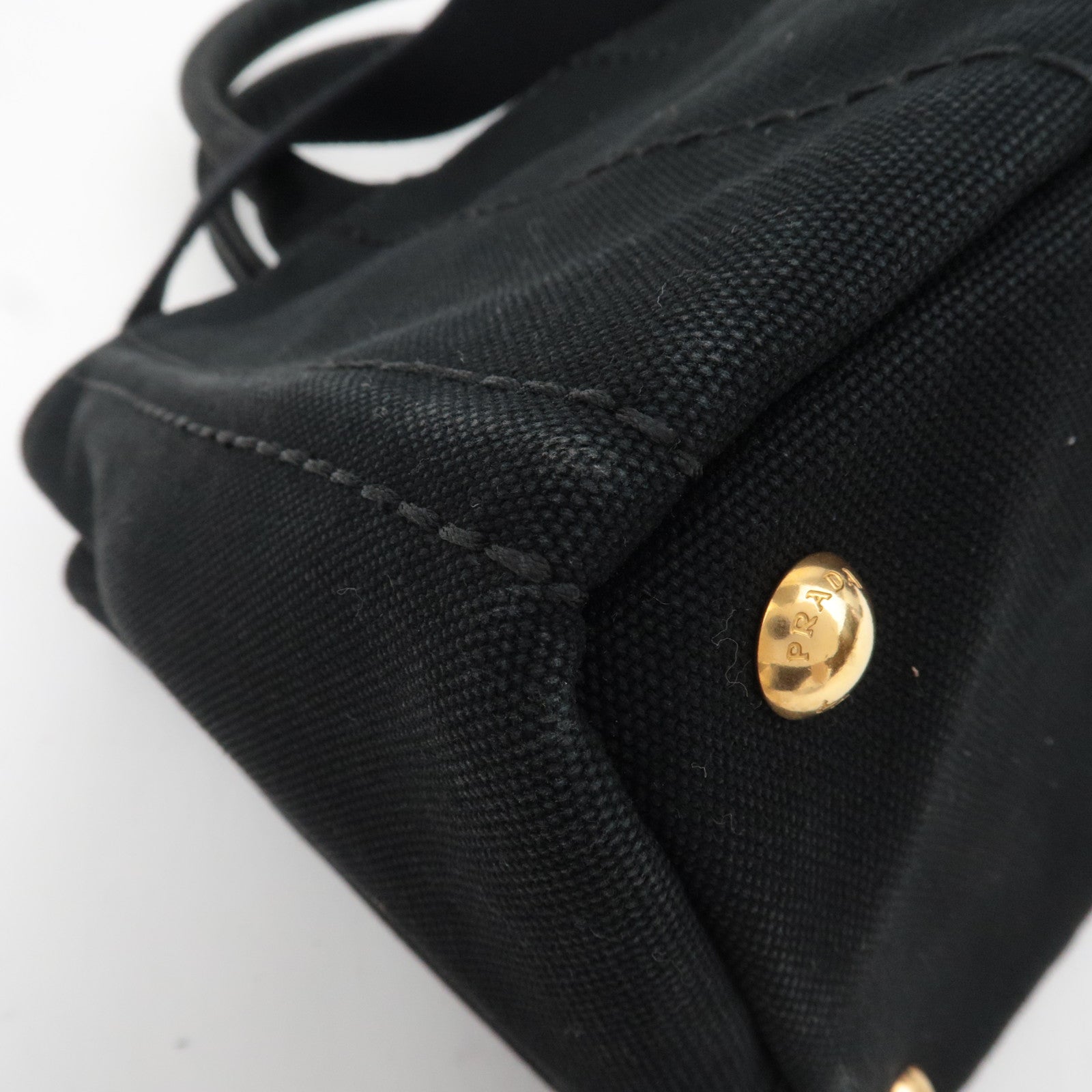 PRADA Canapa Mini 2Way Canvas Tote Bag Black 1BG439