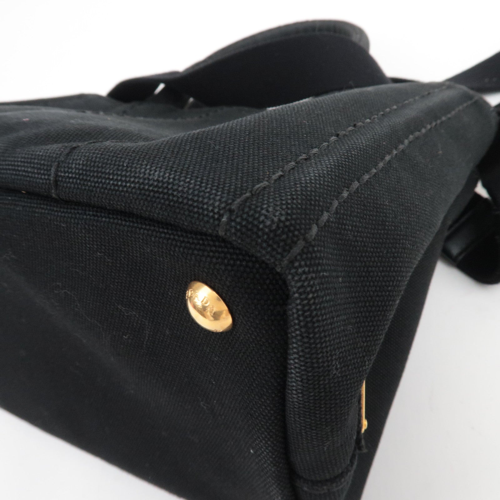 PRADA Canapa Mini 2Way Canvas Tote Bag Black 1BG439