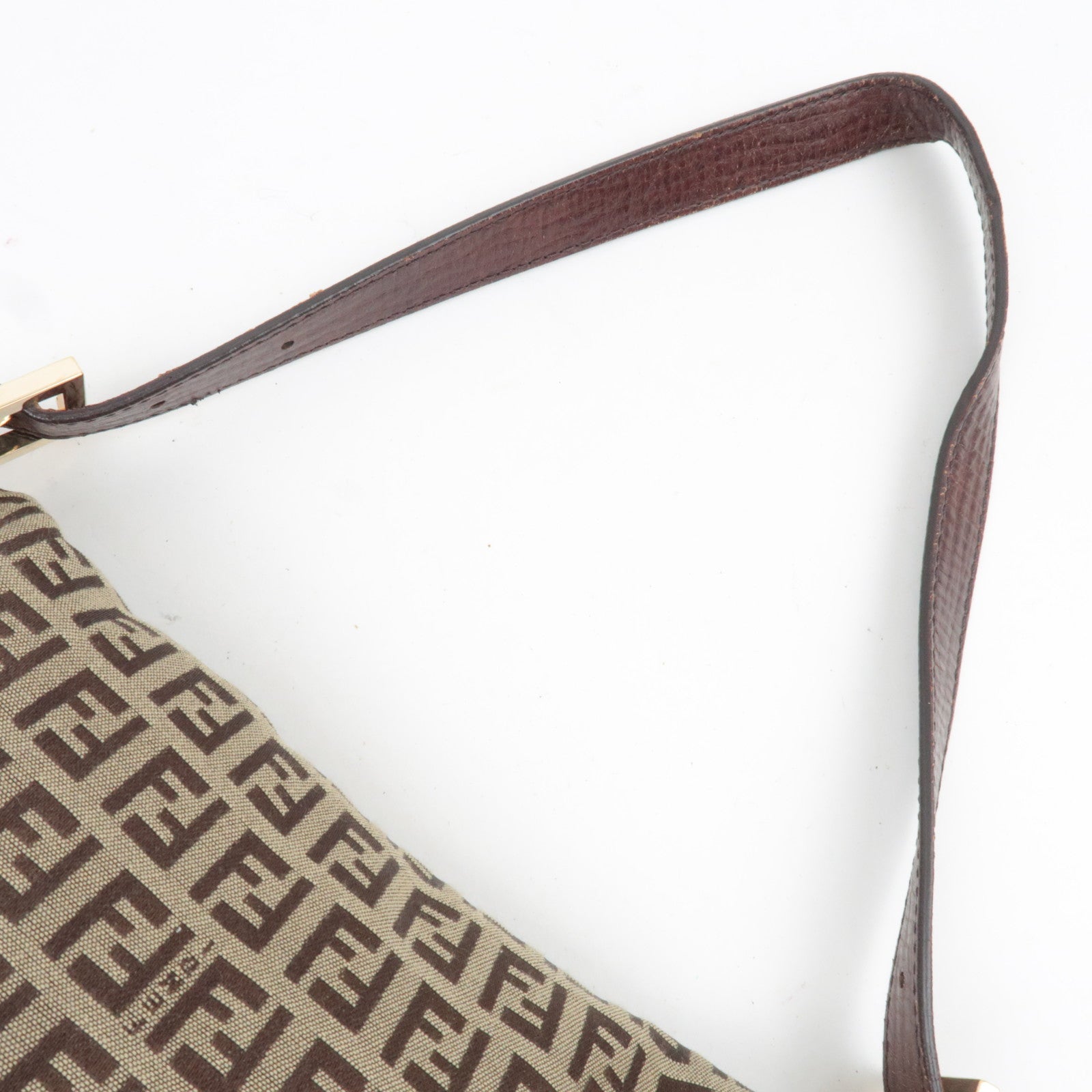 FENDI Zucchino Mamma Baguette Shoulder Bag Brown 8BR001