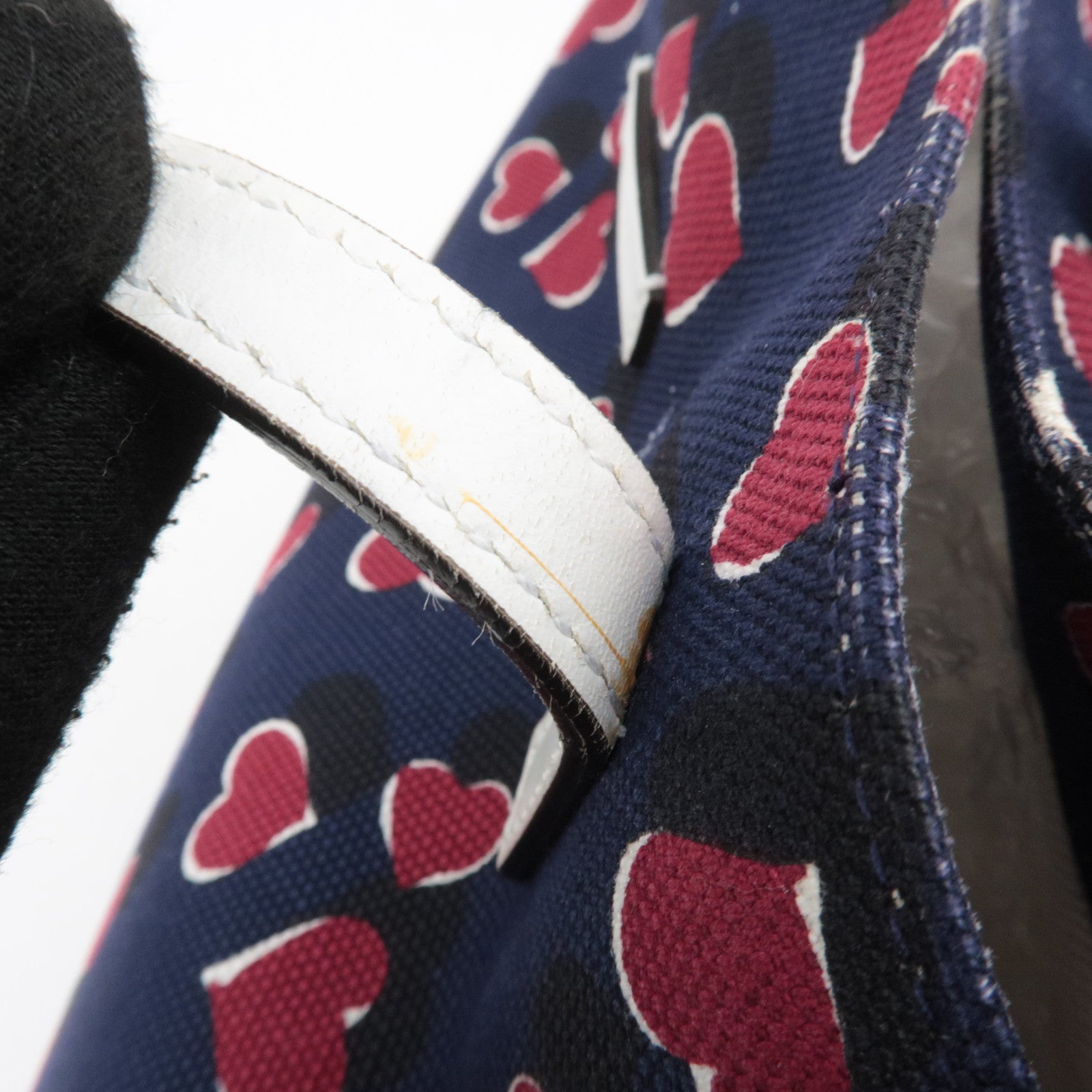 GUCCI Heartbeat Canvas Leather Tote Bag Navy 282439