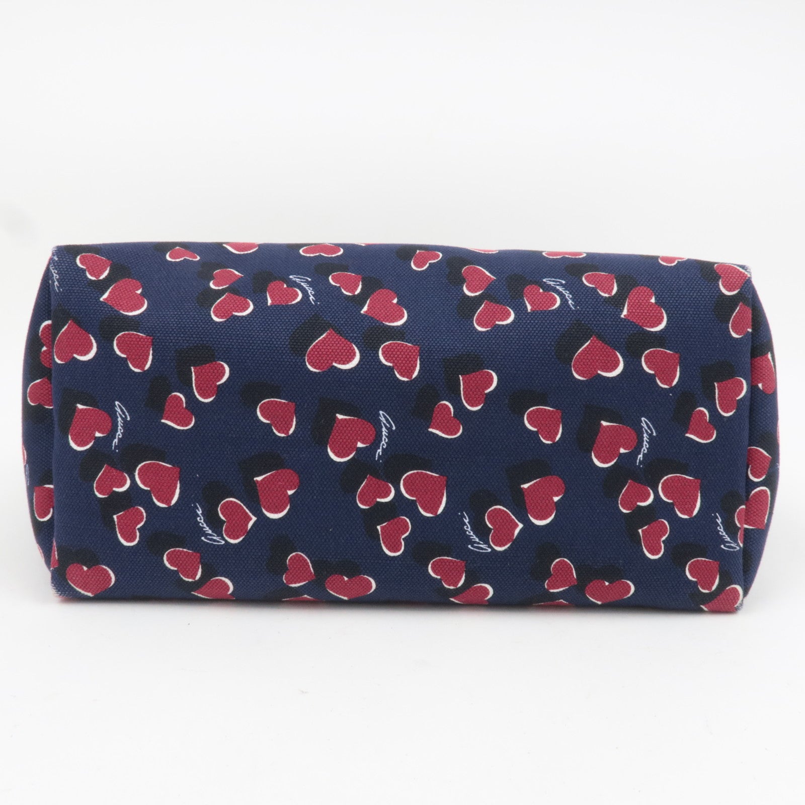 GUCCI Heartbeat Canvas Leather Tote Bag Navy 282439