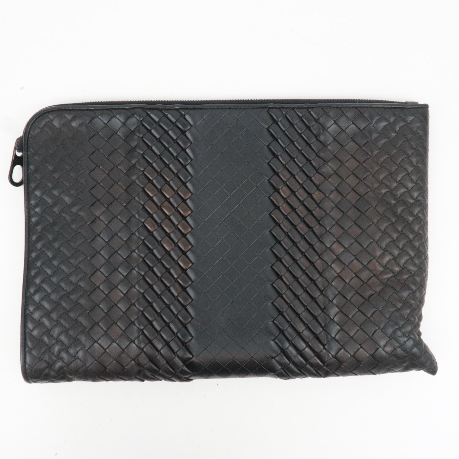 BOTTEGA VENETA Intrecciato Leather Clutch Bag Black