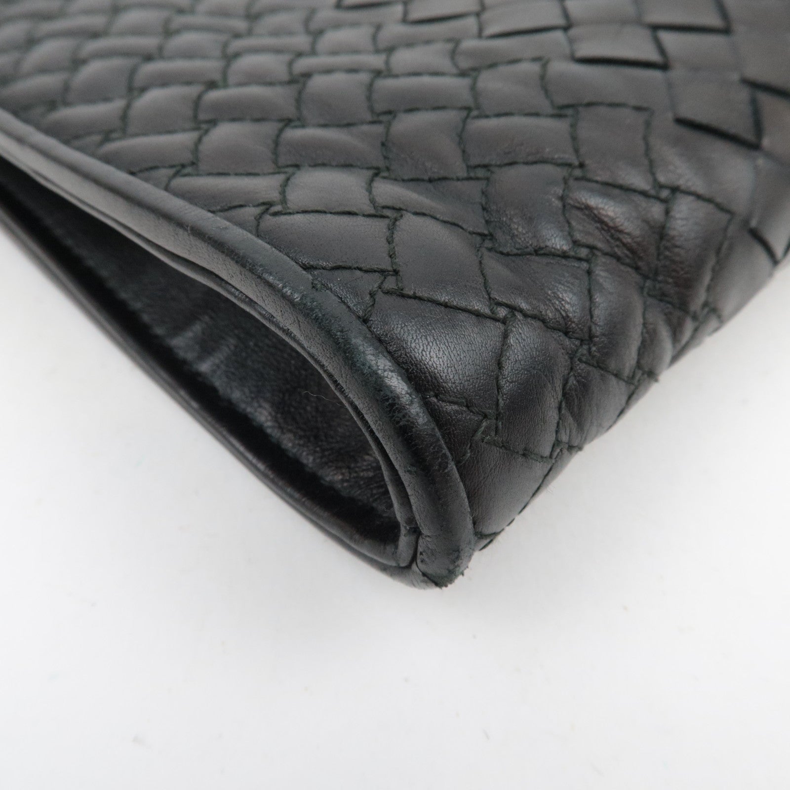 BOTTEGA VENETA Intrecciato Leather Clutch Bag Black