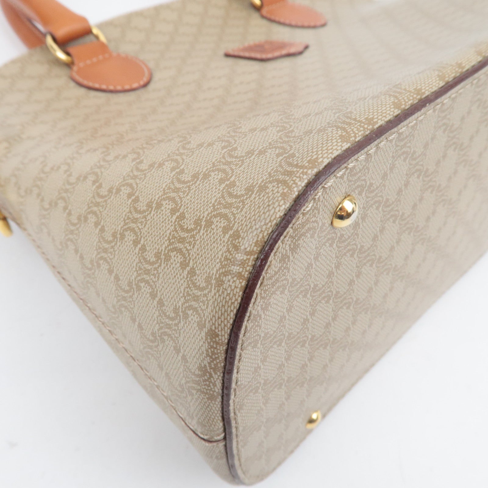 CELINE Macadam PVC Leather Handbag Beige Brown