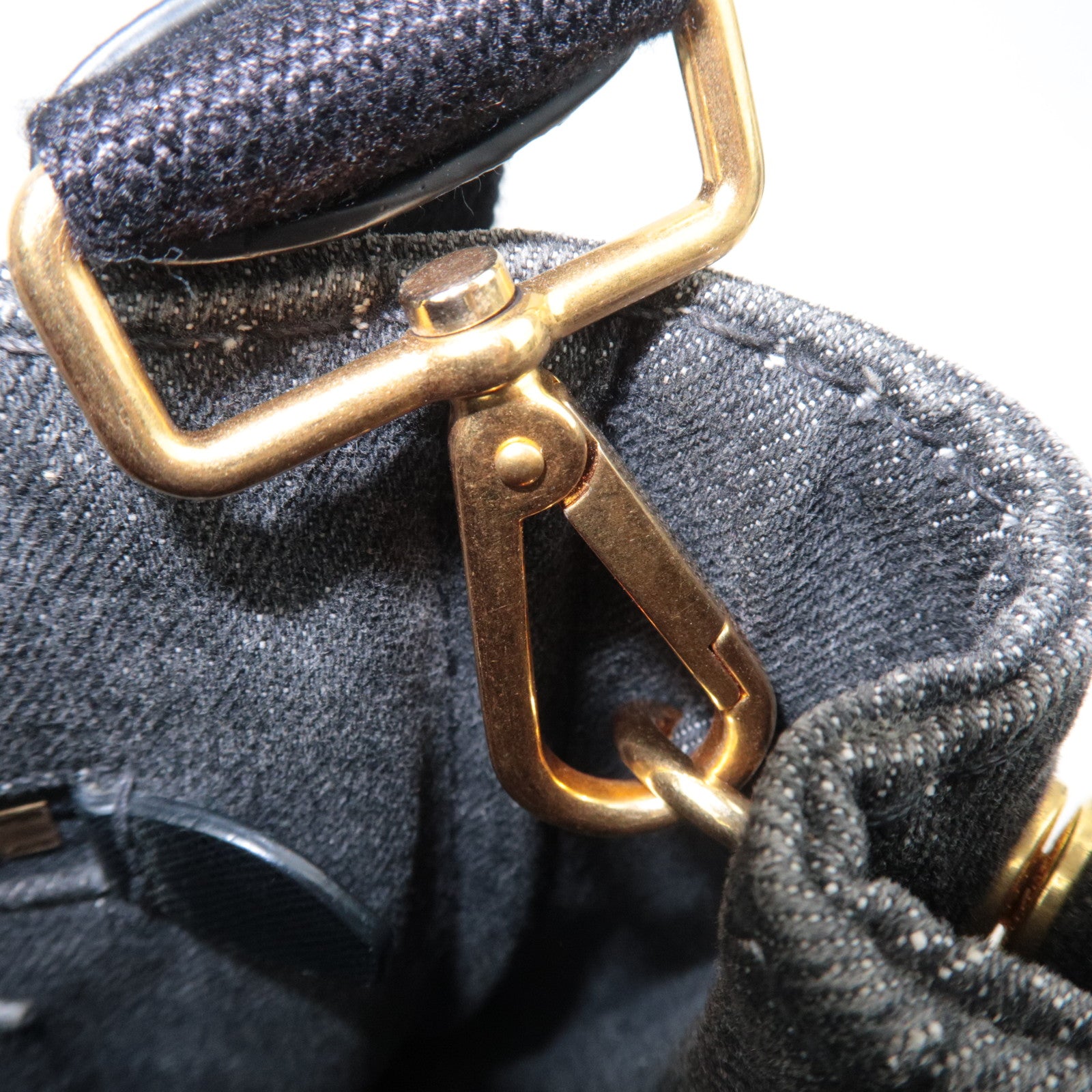 PRADA Canapa Mini 2Way Denim Tote Bag Black 1BG439