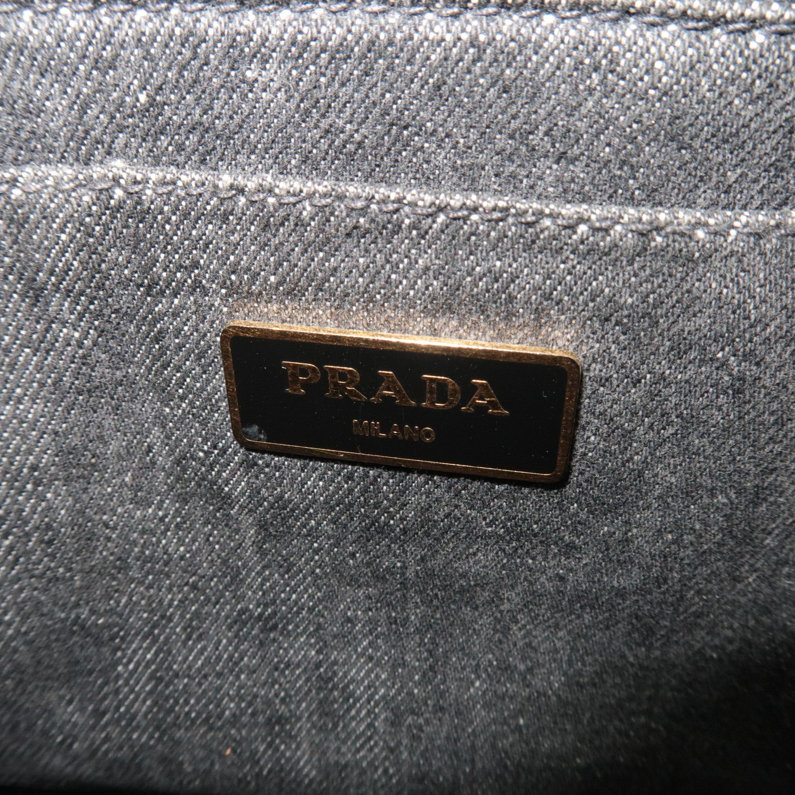PRADA Canapa Mini 2Way Denim Tote Bag Black 1BG439