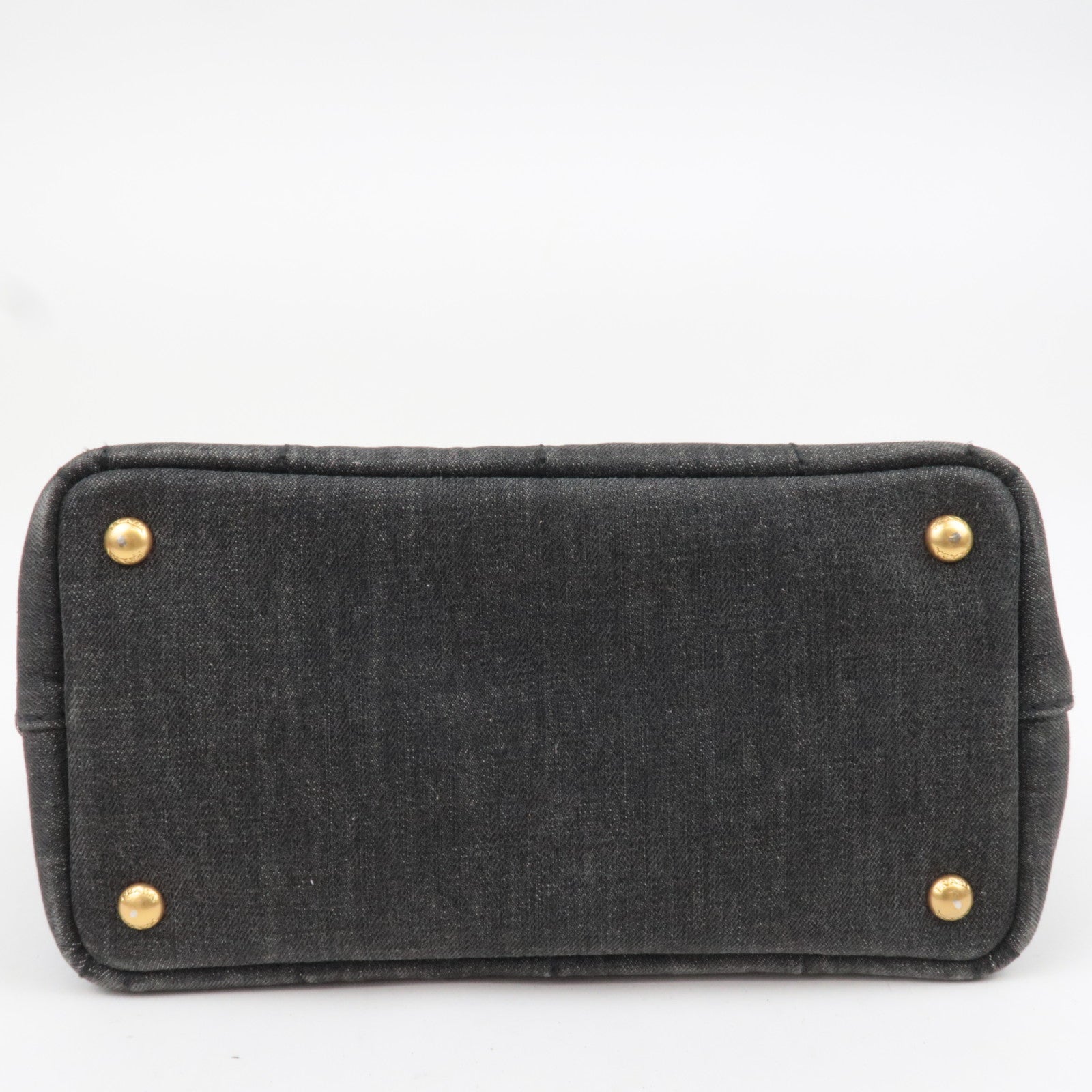 PRADA Canapa Mini 2Way Denim Tote Bag Black 1BG439