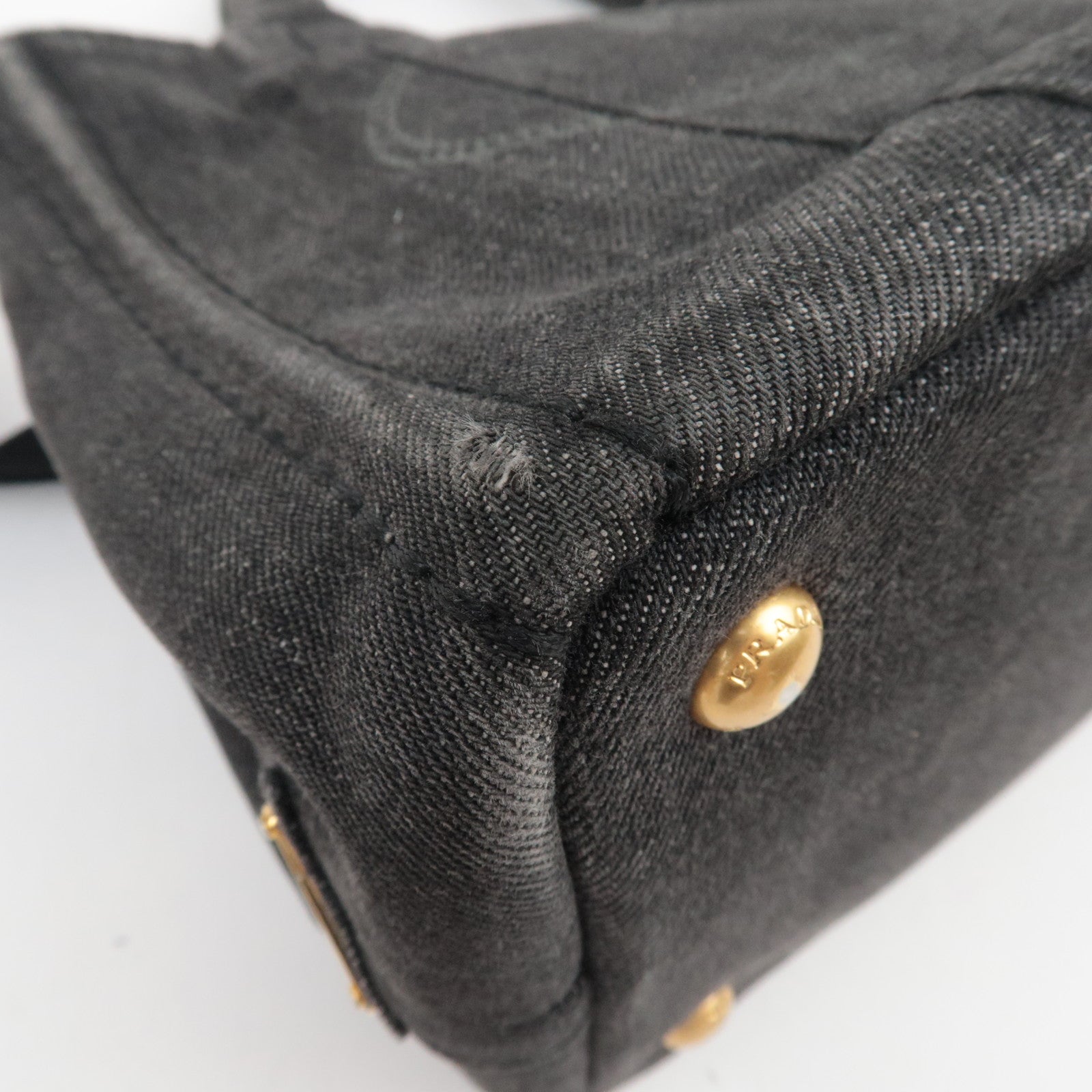 PRADA Canapa Mini 2Way Denim Tote Bag Black 1BG439