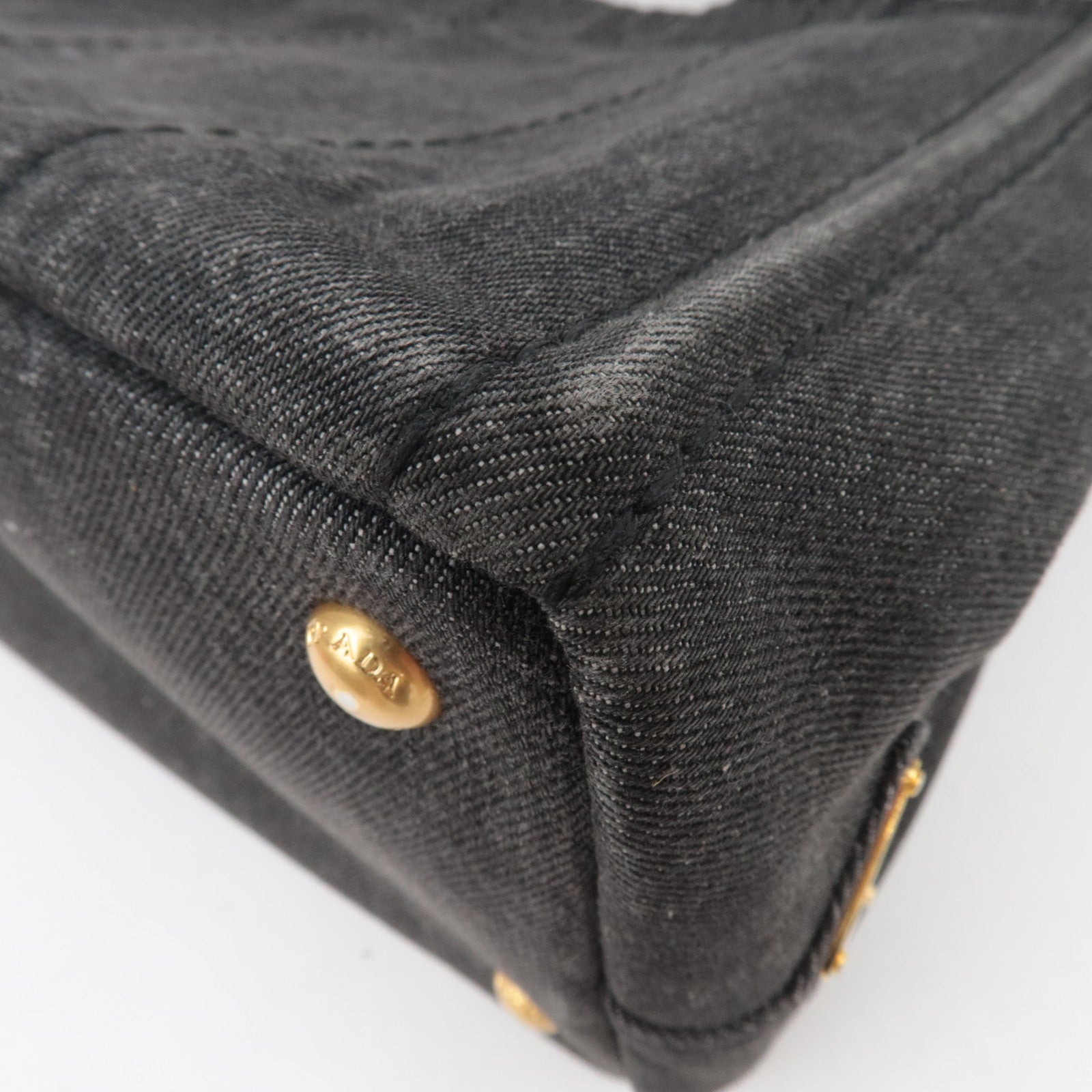 PRADA Canapa Mini 2Way Denim Tote Bag Black 1BG439