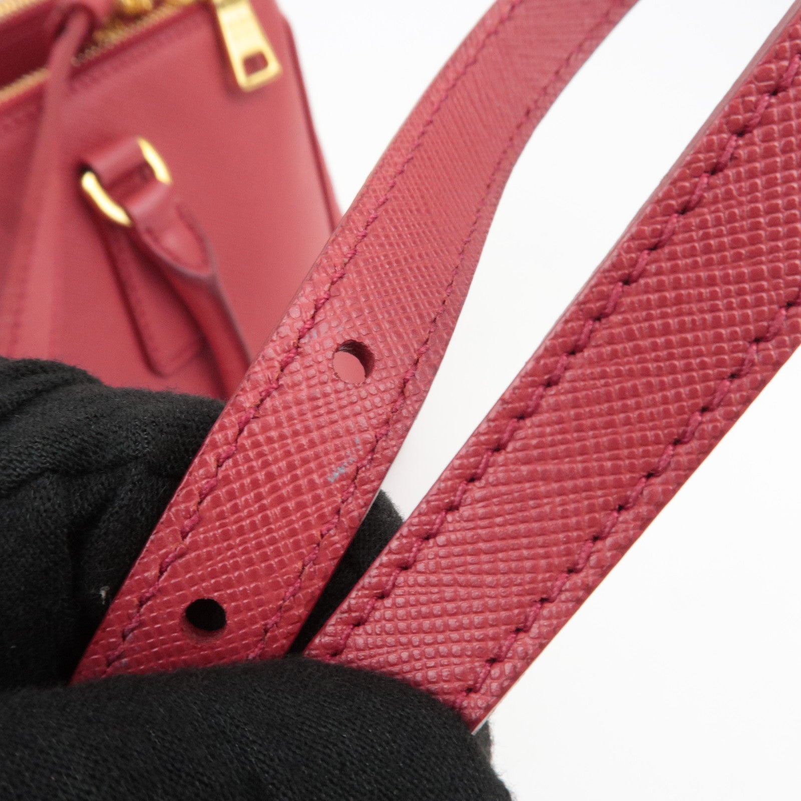 PRADA Galleria Saffiano Leather 2Way Handbag Red