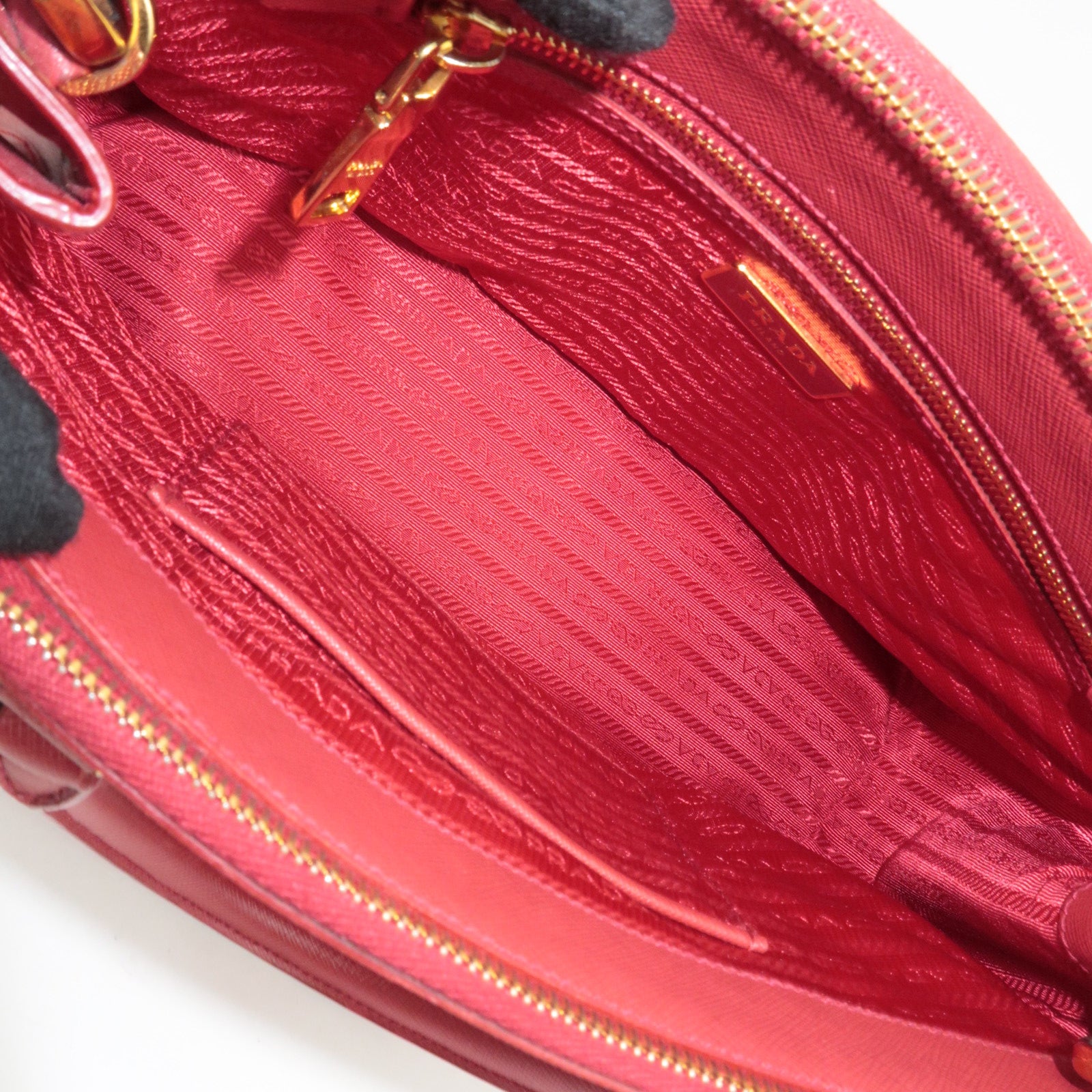 PRADA Galleria Saffiano Leather 2Way Handbag Red