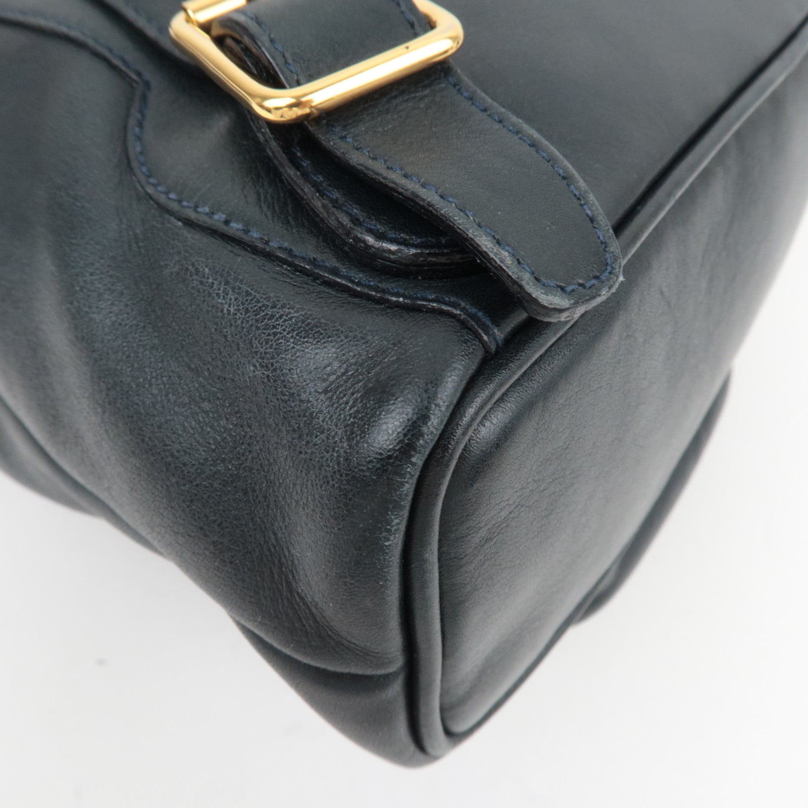 GUCCI Bamboo Leather Backpack Dark Navy 008.3444.0030