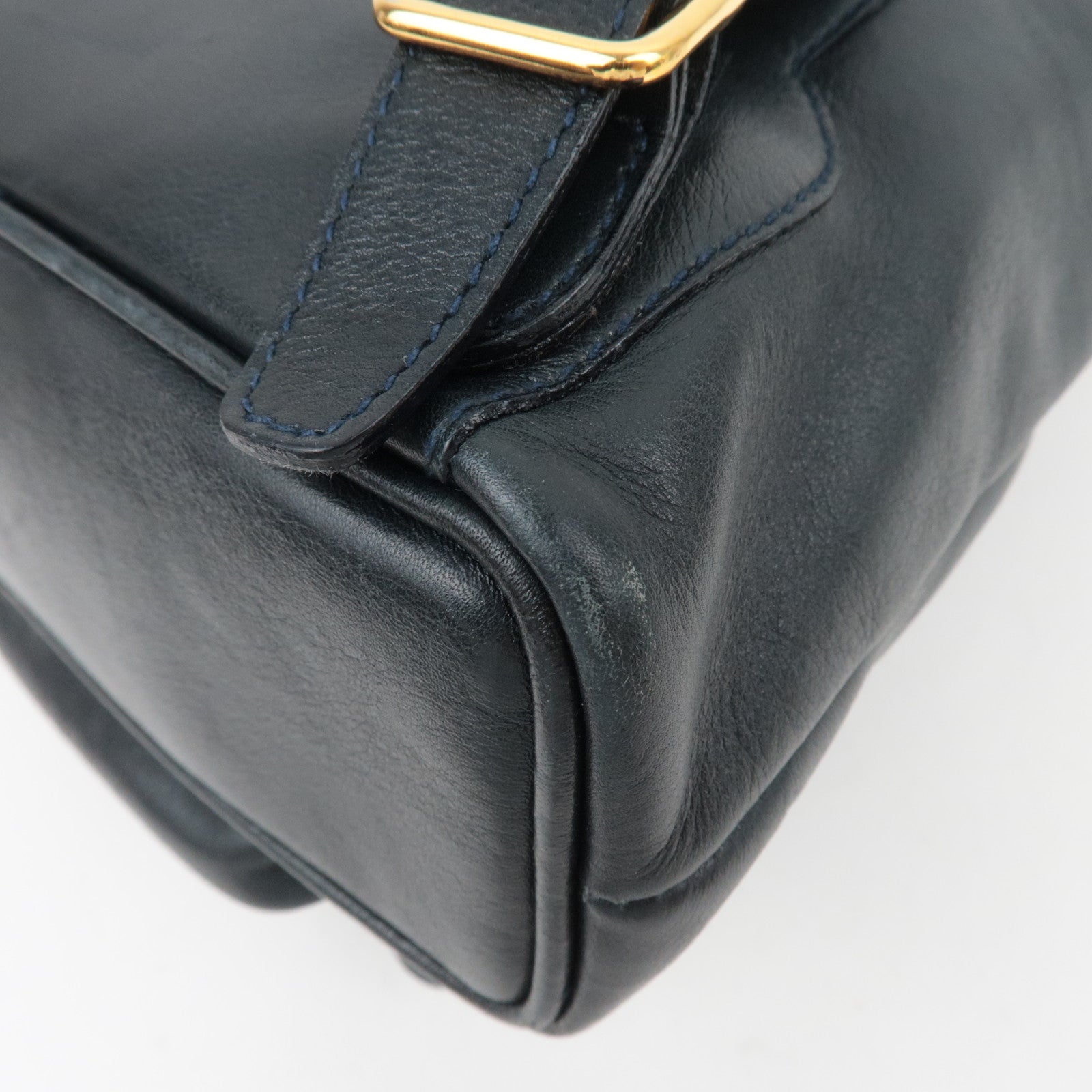 GUCCI Bamboo Leather Backpack Dark Navy 008.3444.0030