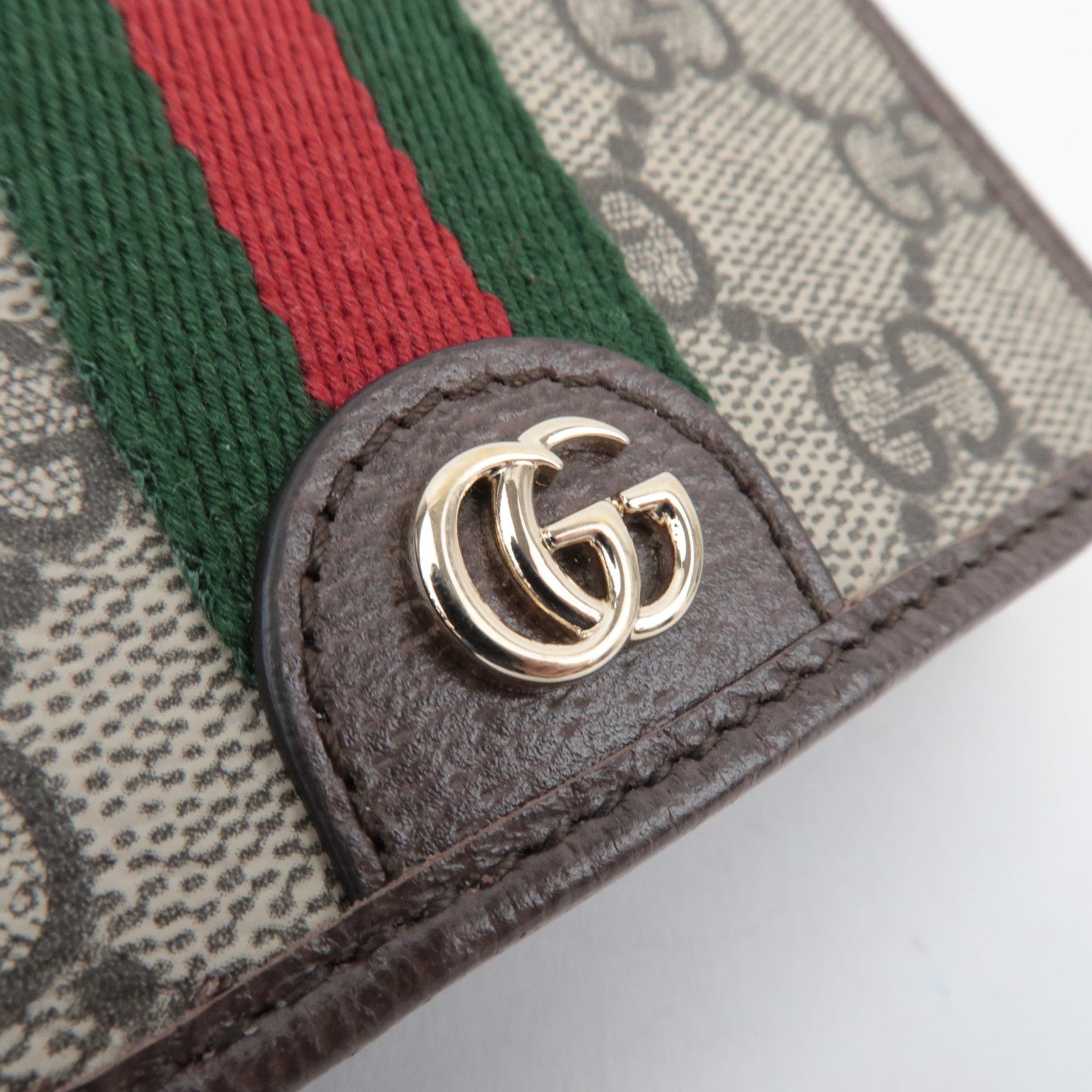 GUCCI Ophidia Sherry GG Supreme Wallet Beige Brown 838487